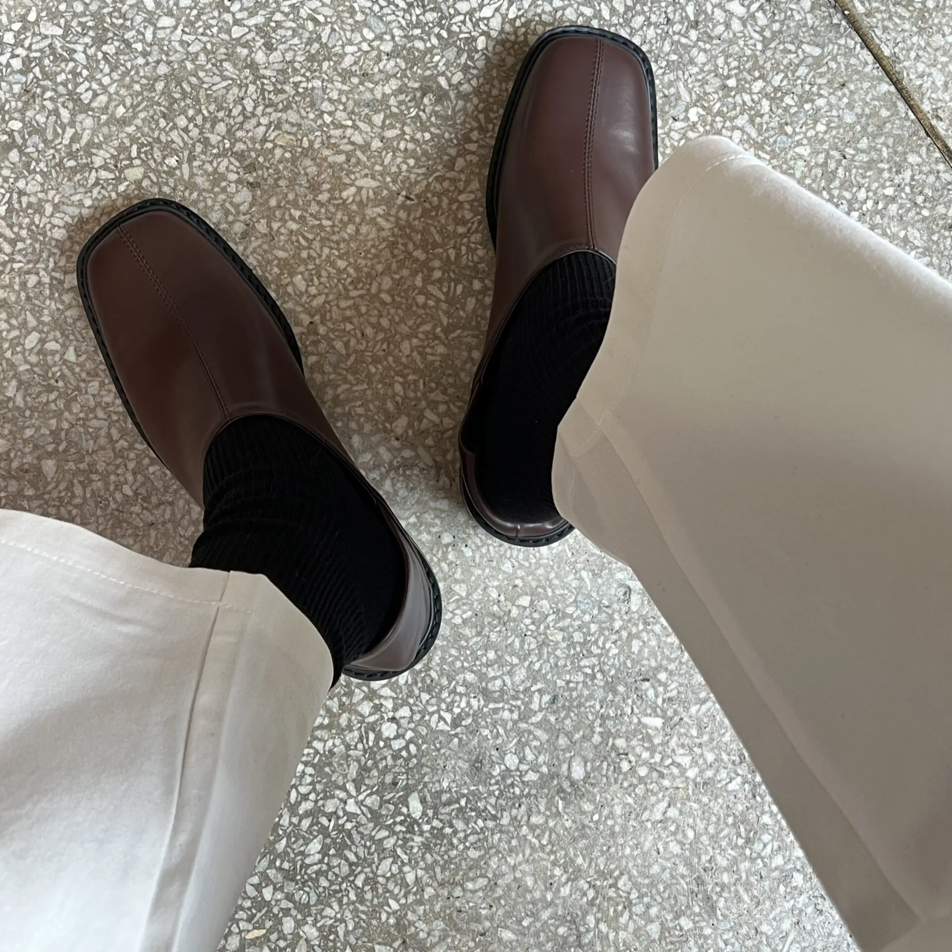 柔軟皮革2way穆勒鞋(2色)