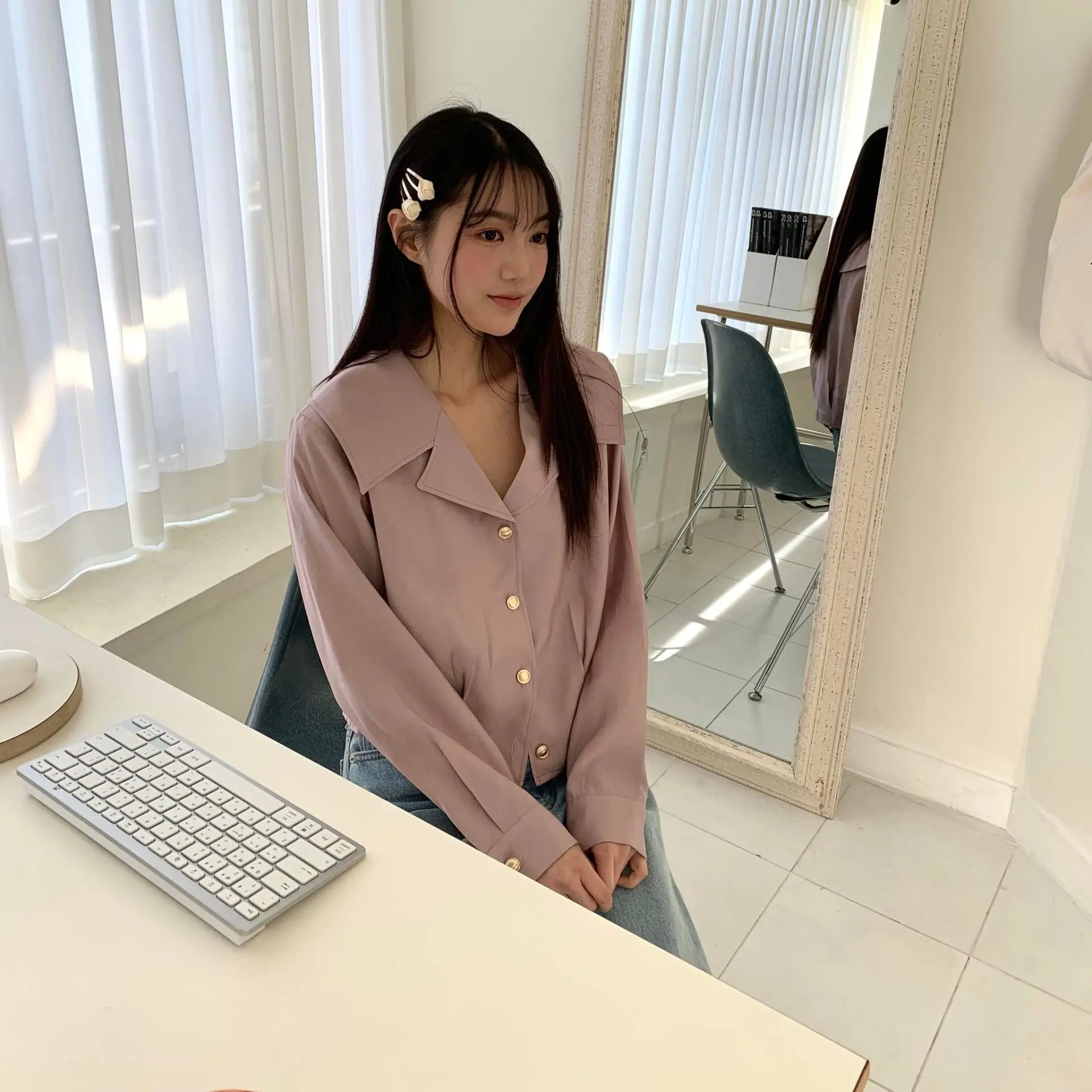 緞面rose髮夾二入組(2色)