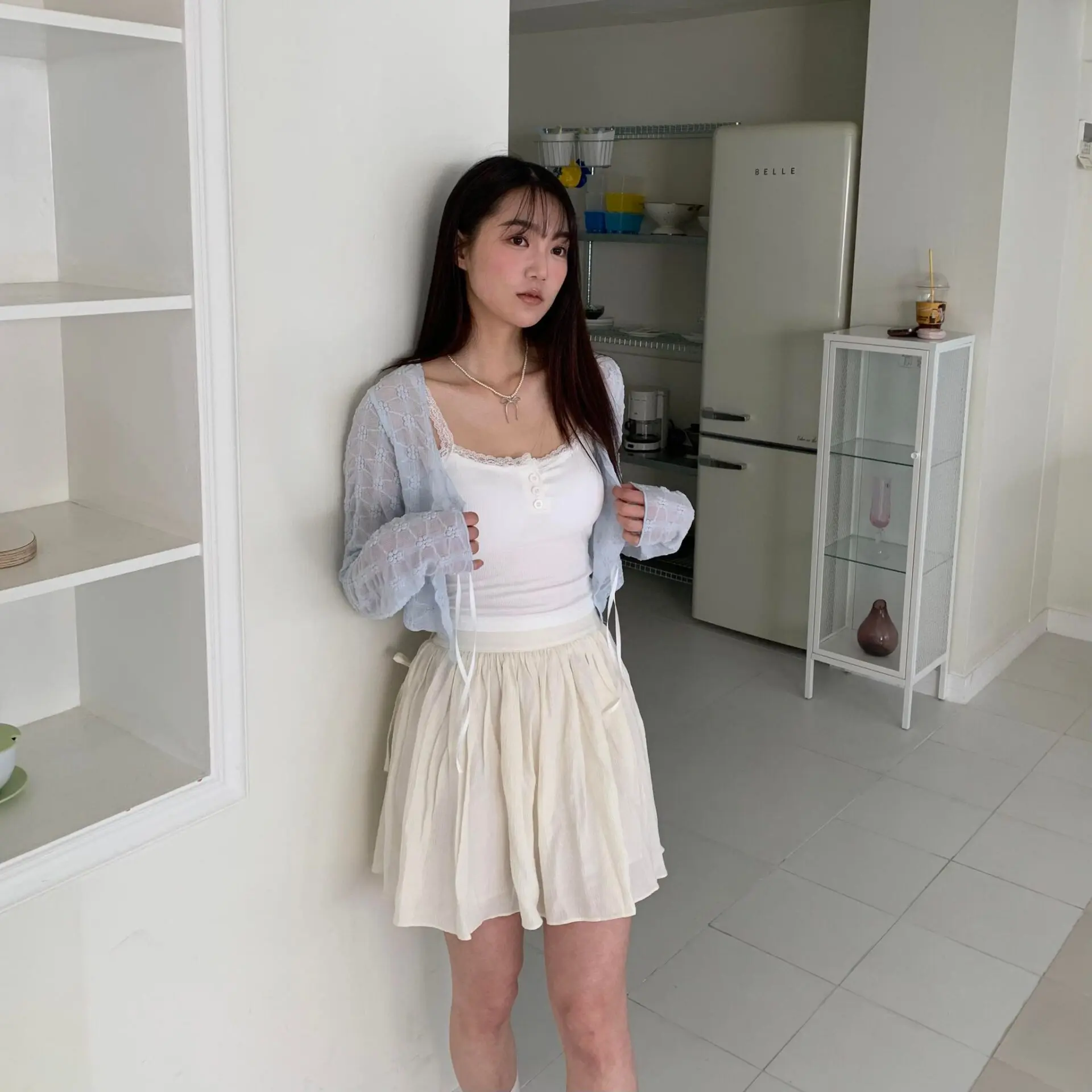 艾莉的珍珠蝴蝶結項鍊(2色)