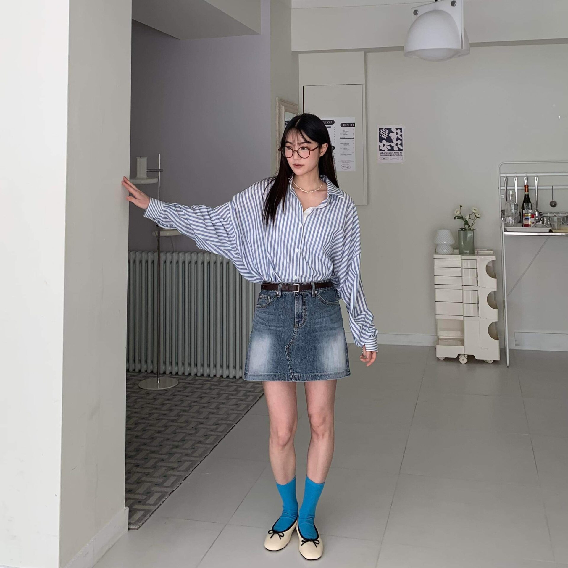 小低腰時髦刷色牛仔短裙