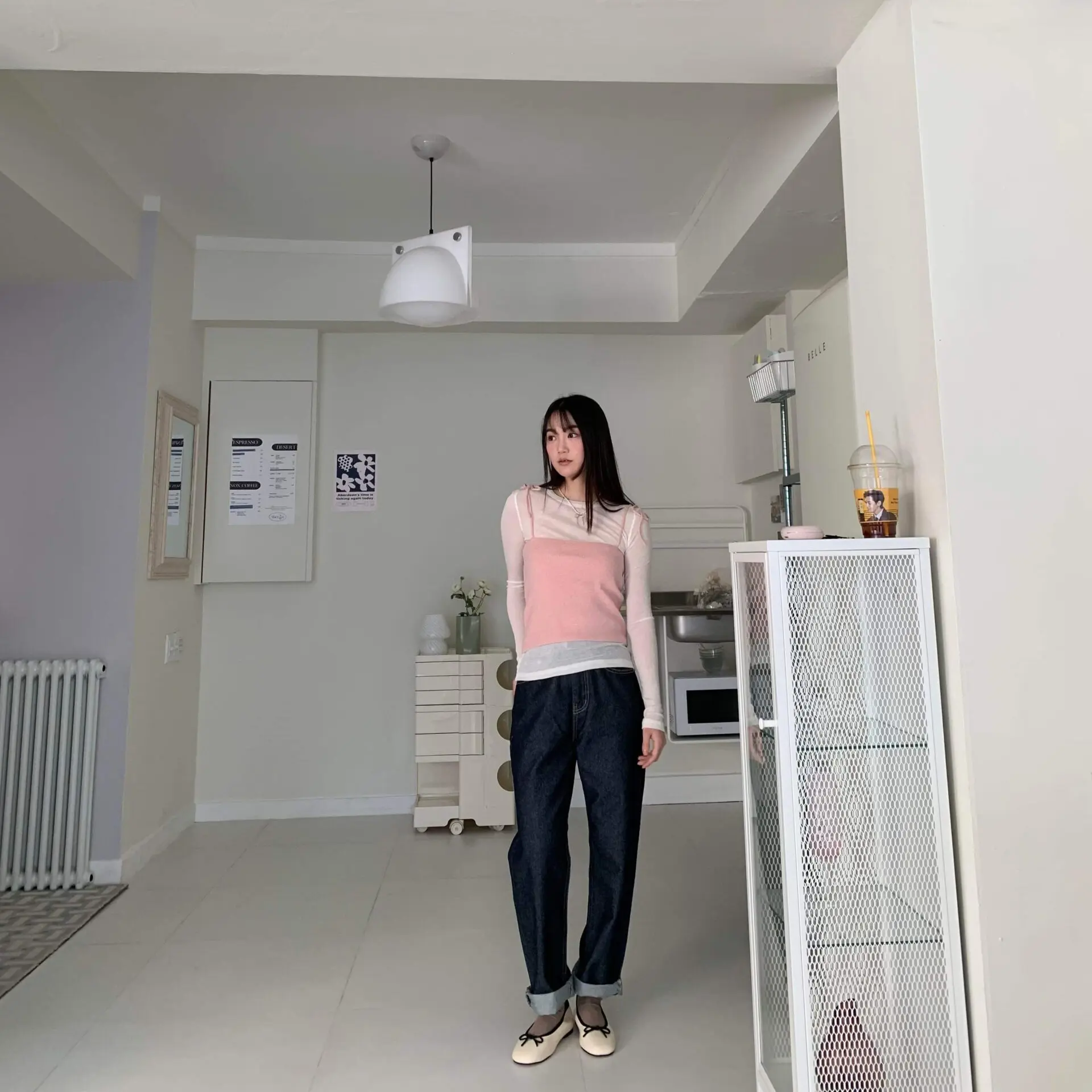 延南洞歐膩車線原色丹寧直筒褲