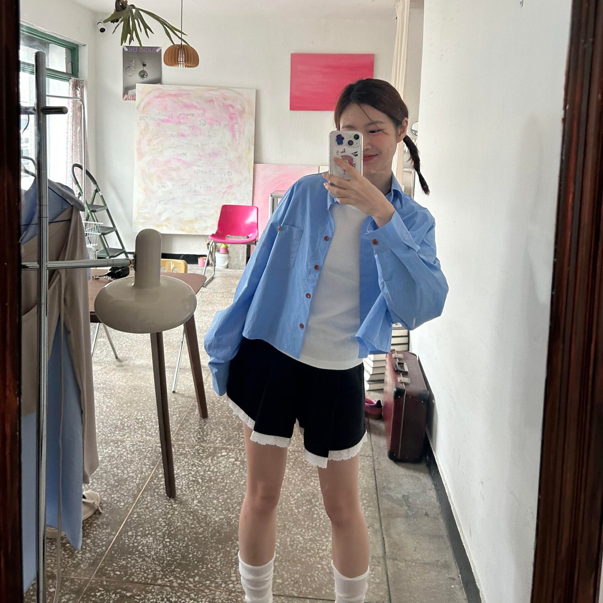 大推薦！自留款下擺蕾絲短褲 (黑)