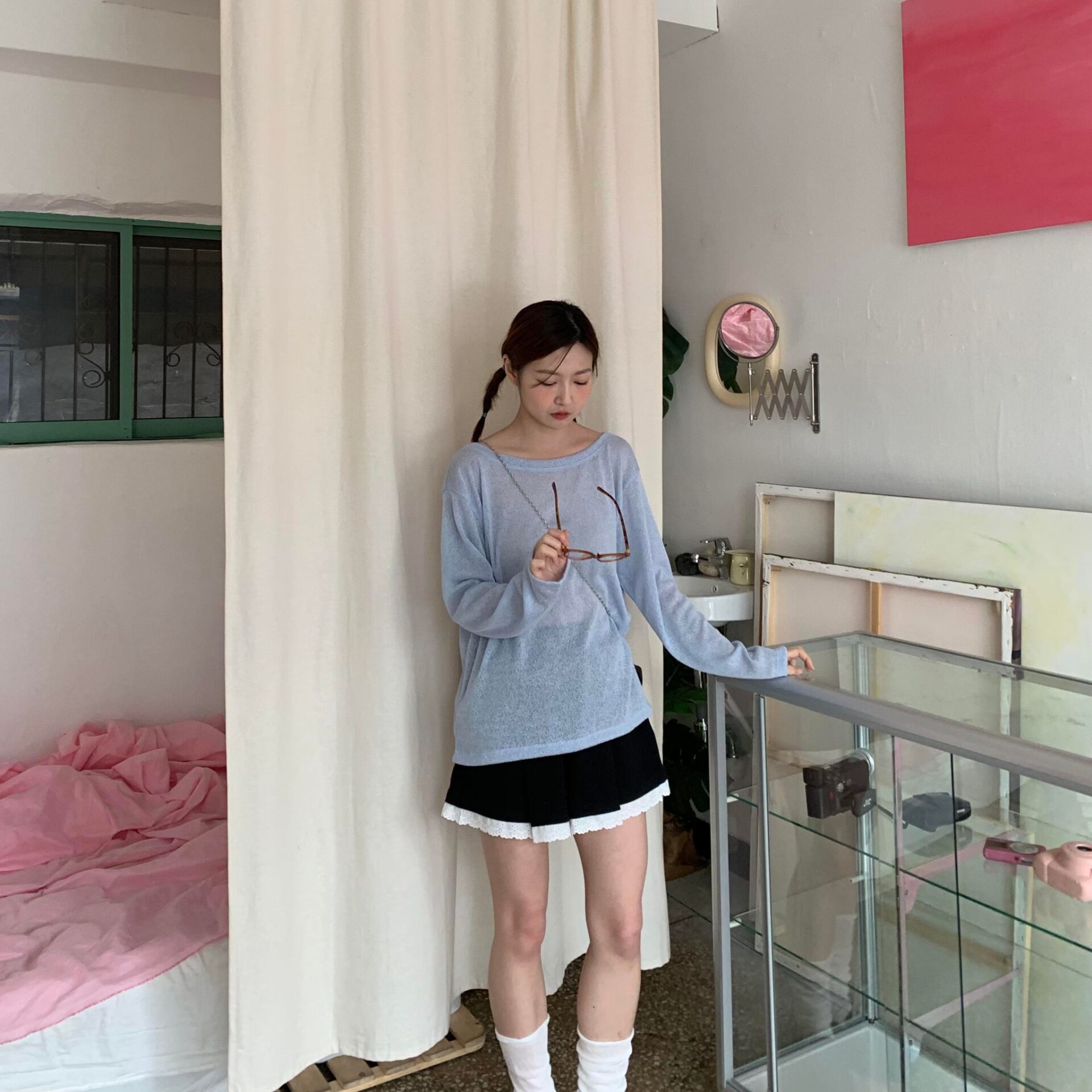 大推薦！自留款下擺蕾絲短褲 (黑)