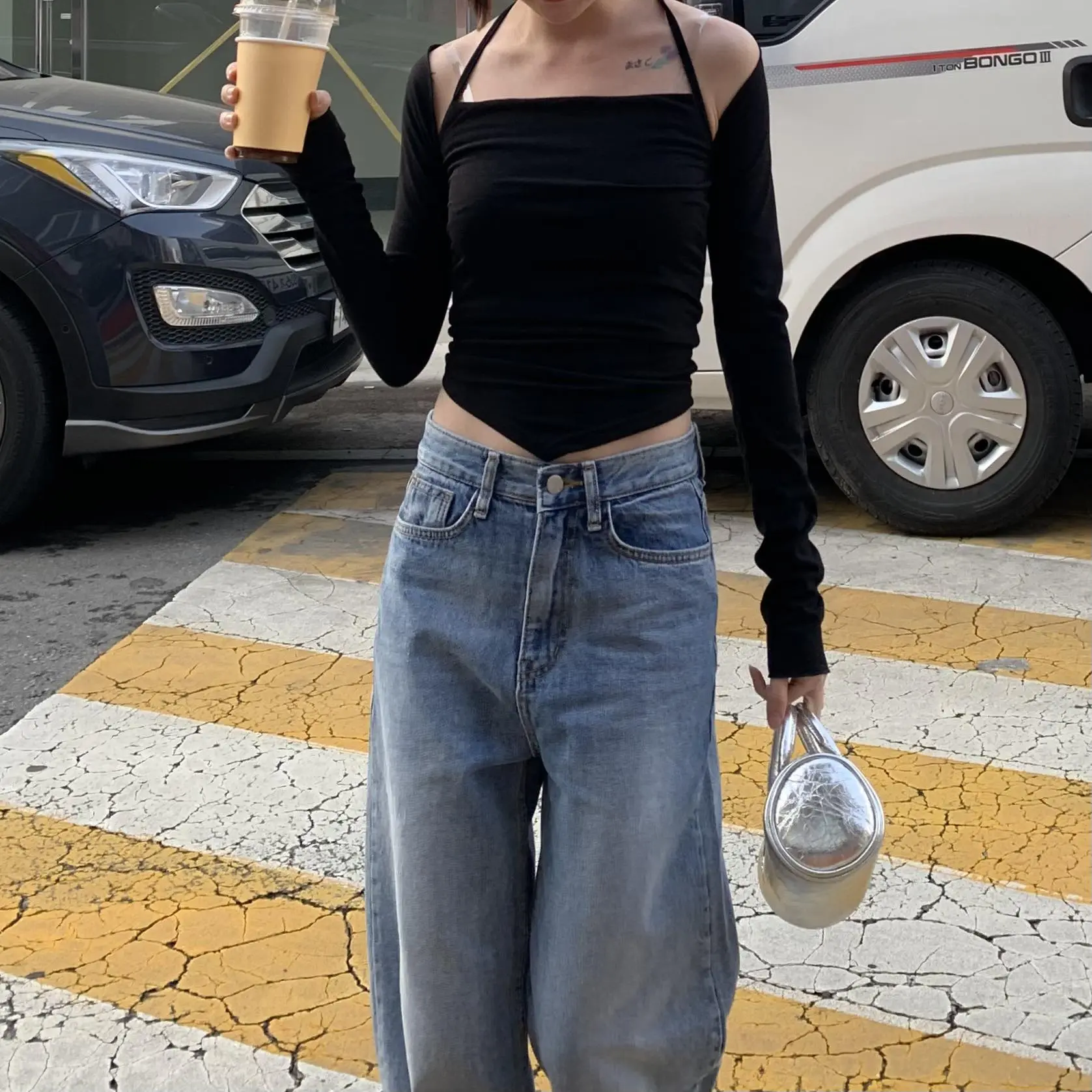 小性感腰身袖套set(黑)
