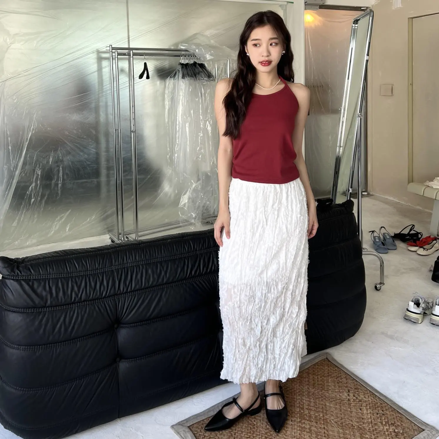 小姊姊蕾絲羽毛裙 (白)