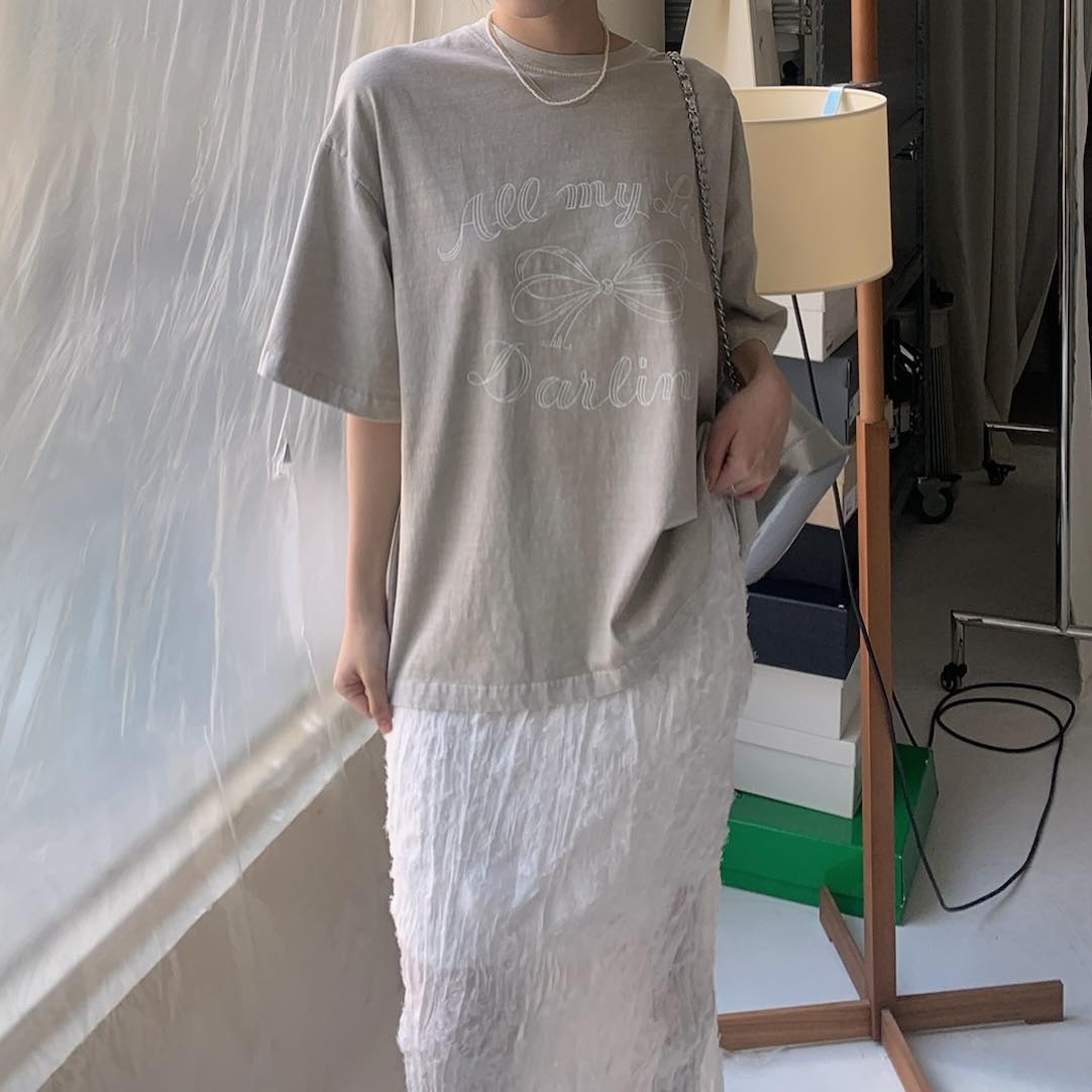 個性時髦蝴蝶結水洗Ｔ(杏)