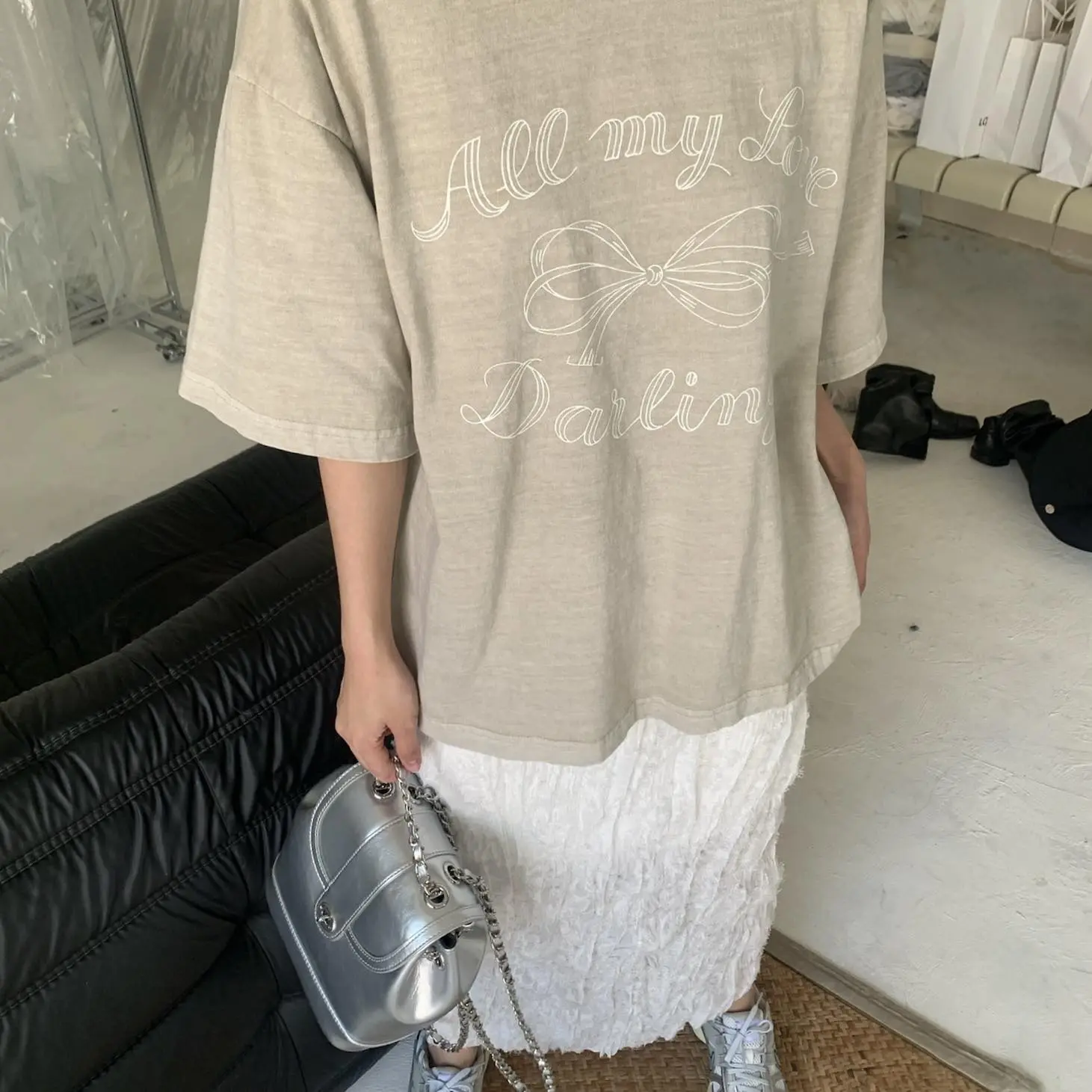 個性時髦蝴蝶結水洗Ｔ(杏)