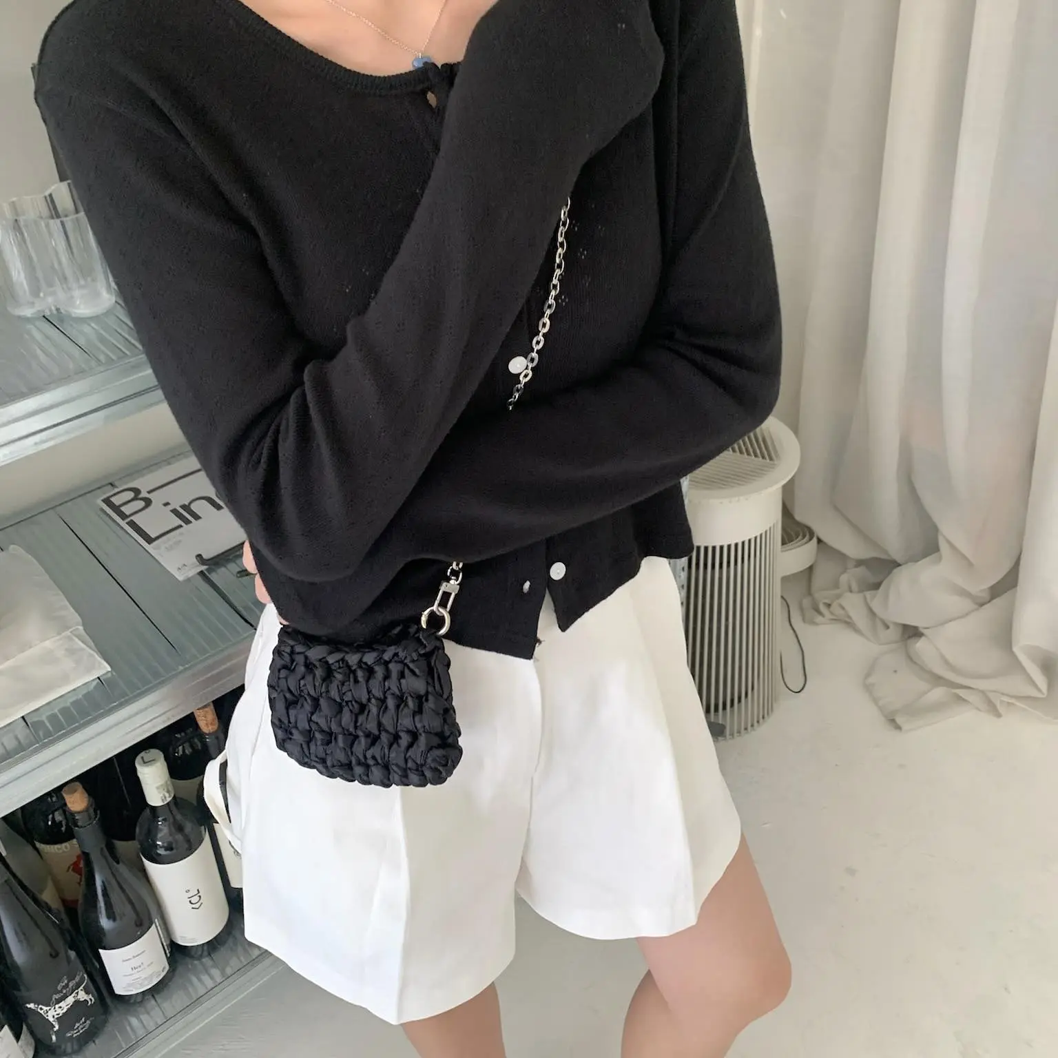 自留款質感小簍空外套 (黑)