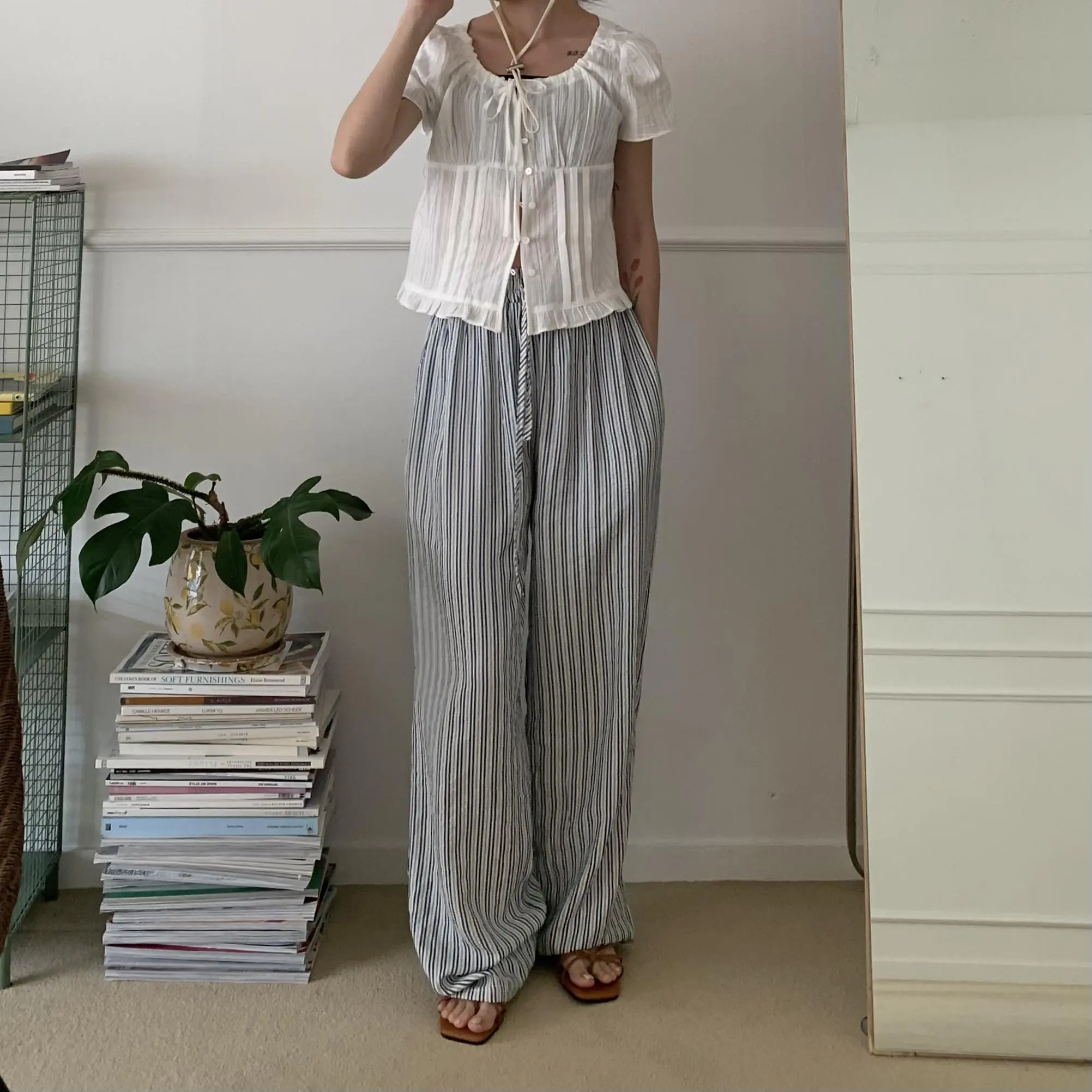 小仙女細緻褶子上衣 (白)