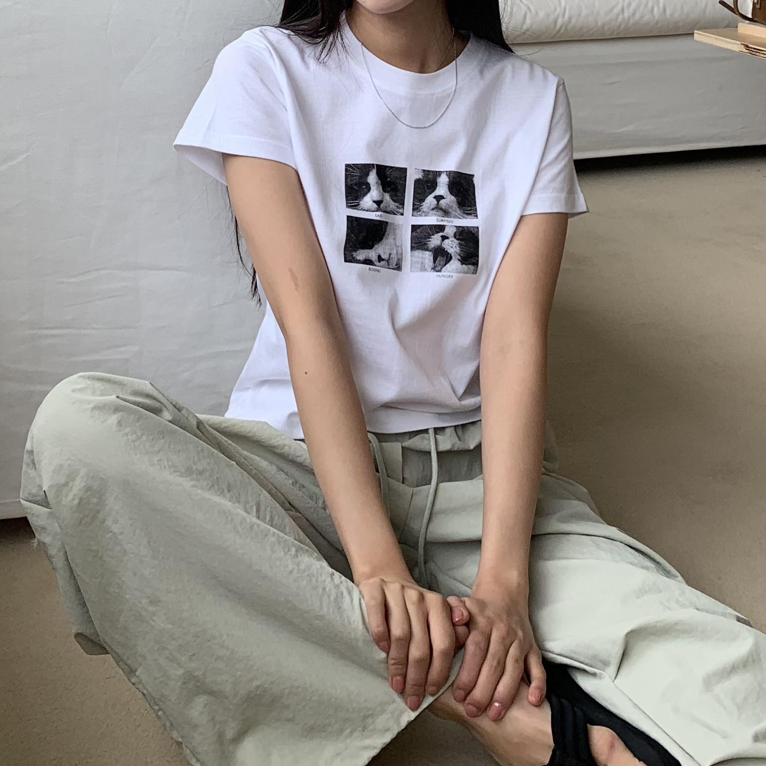 貓咪的人生四格Ｔ(白)