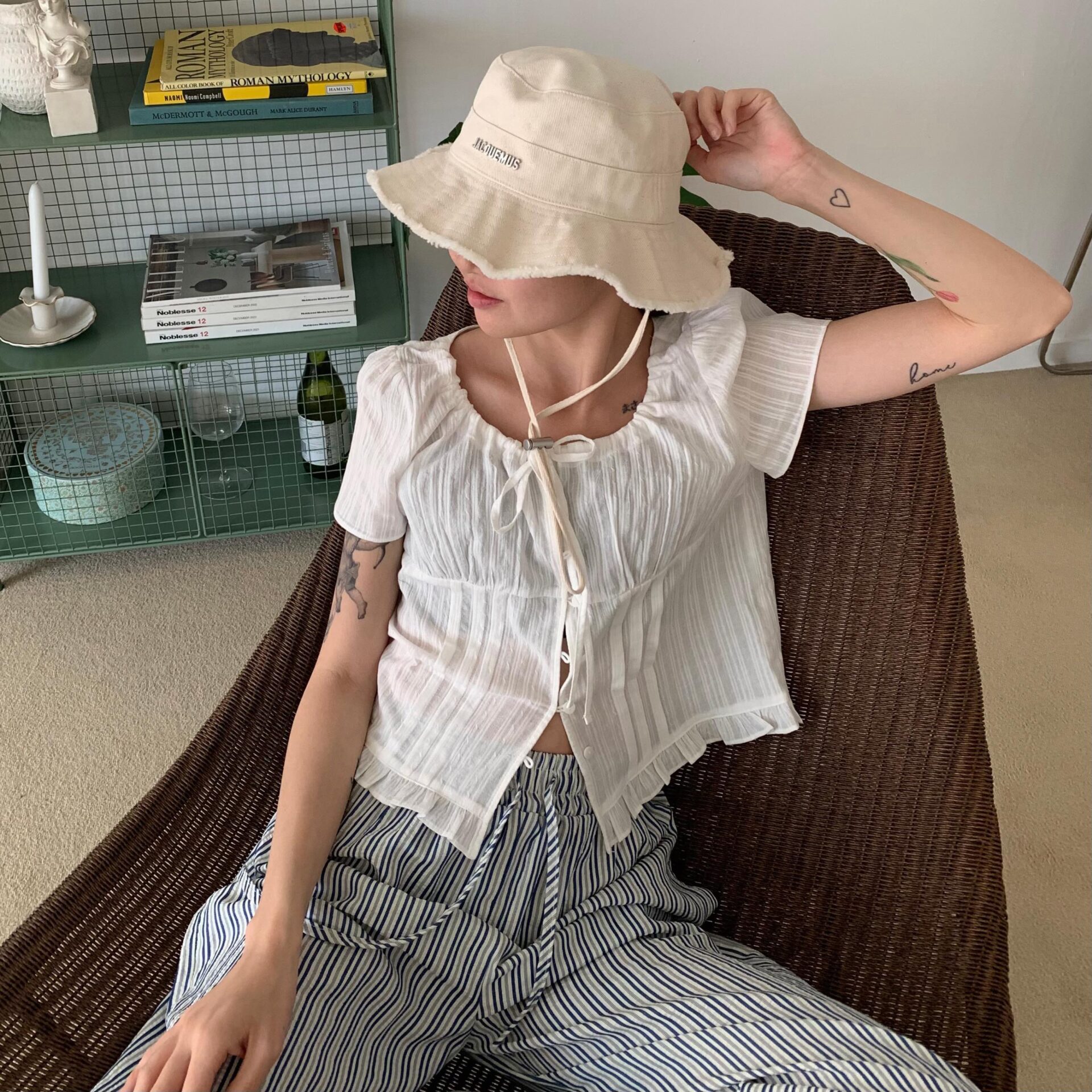小仙女細緻褶子上衣 (白)