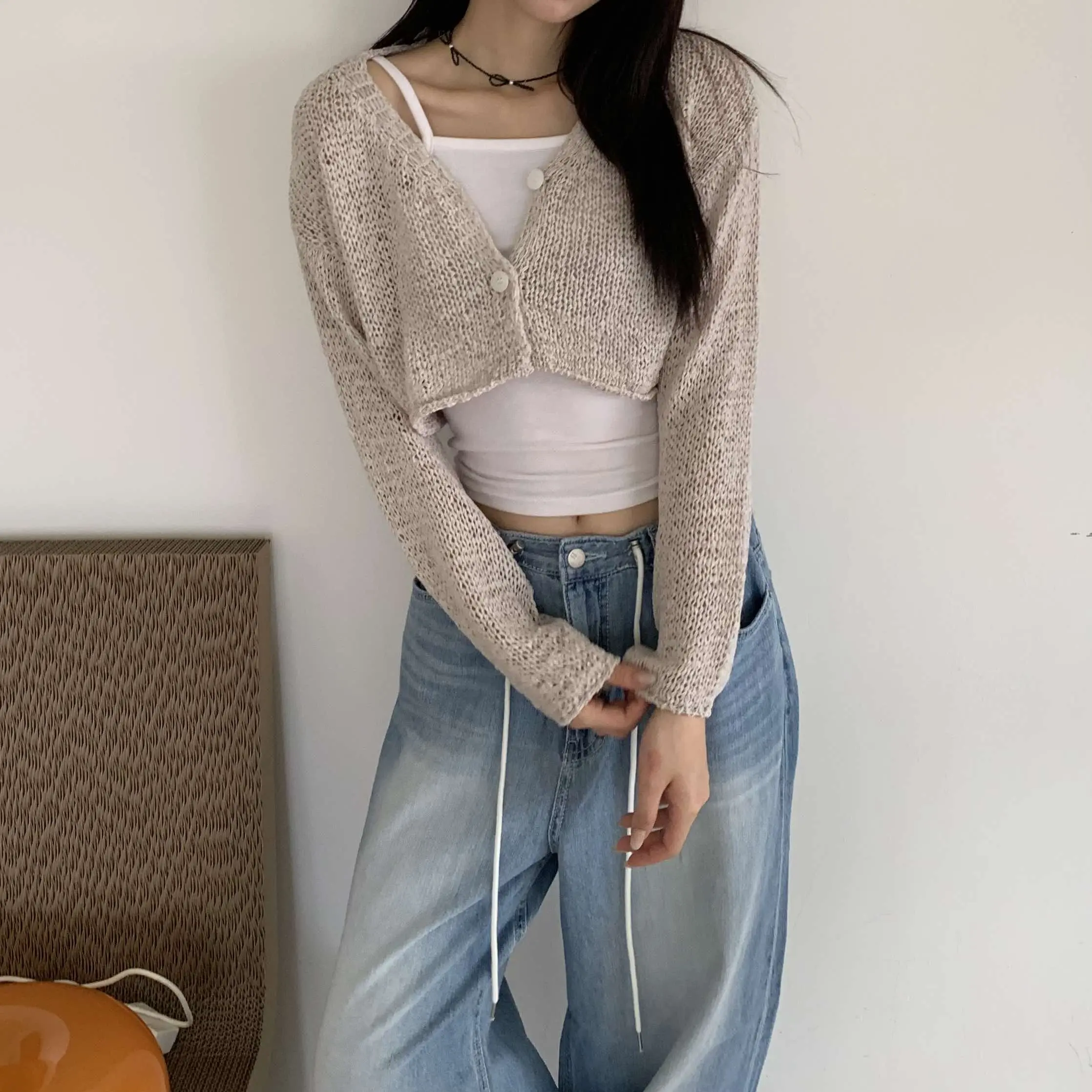 精緻女孩蝴蝶結黑色串珠項鍊