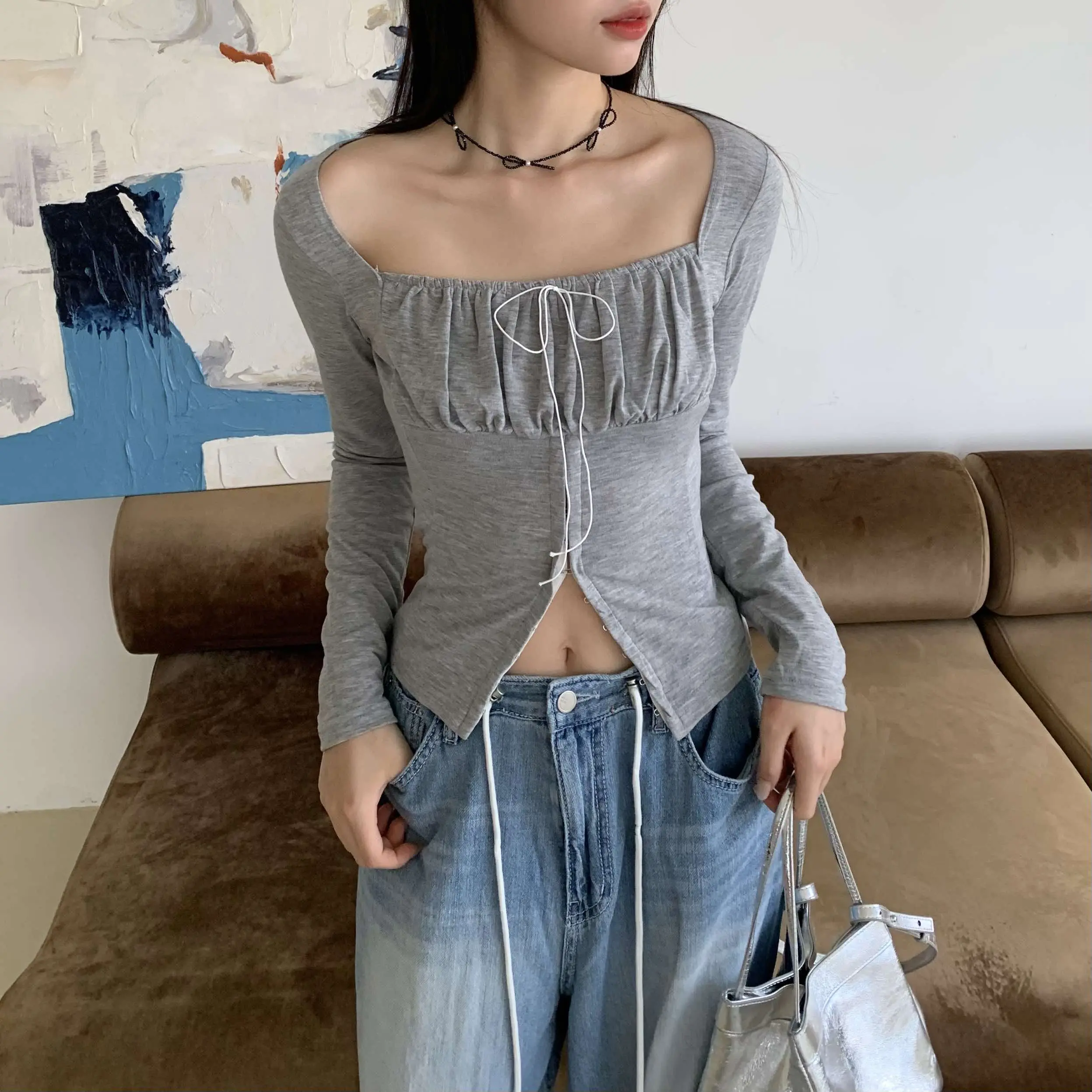 精緻女孩蝴蝶結黑色串珠項鍊