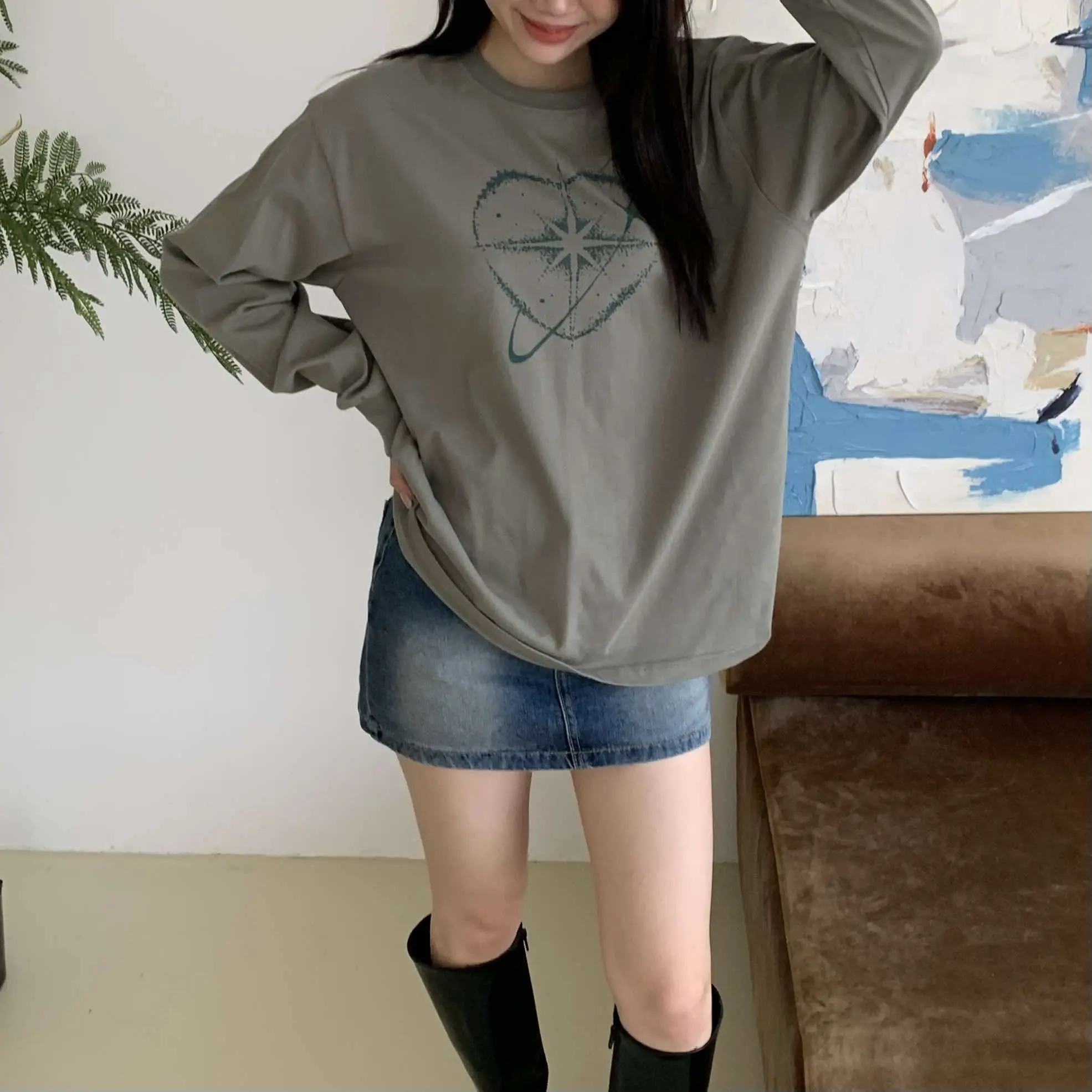 時髦刷色牛仔短裙