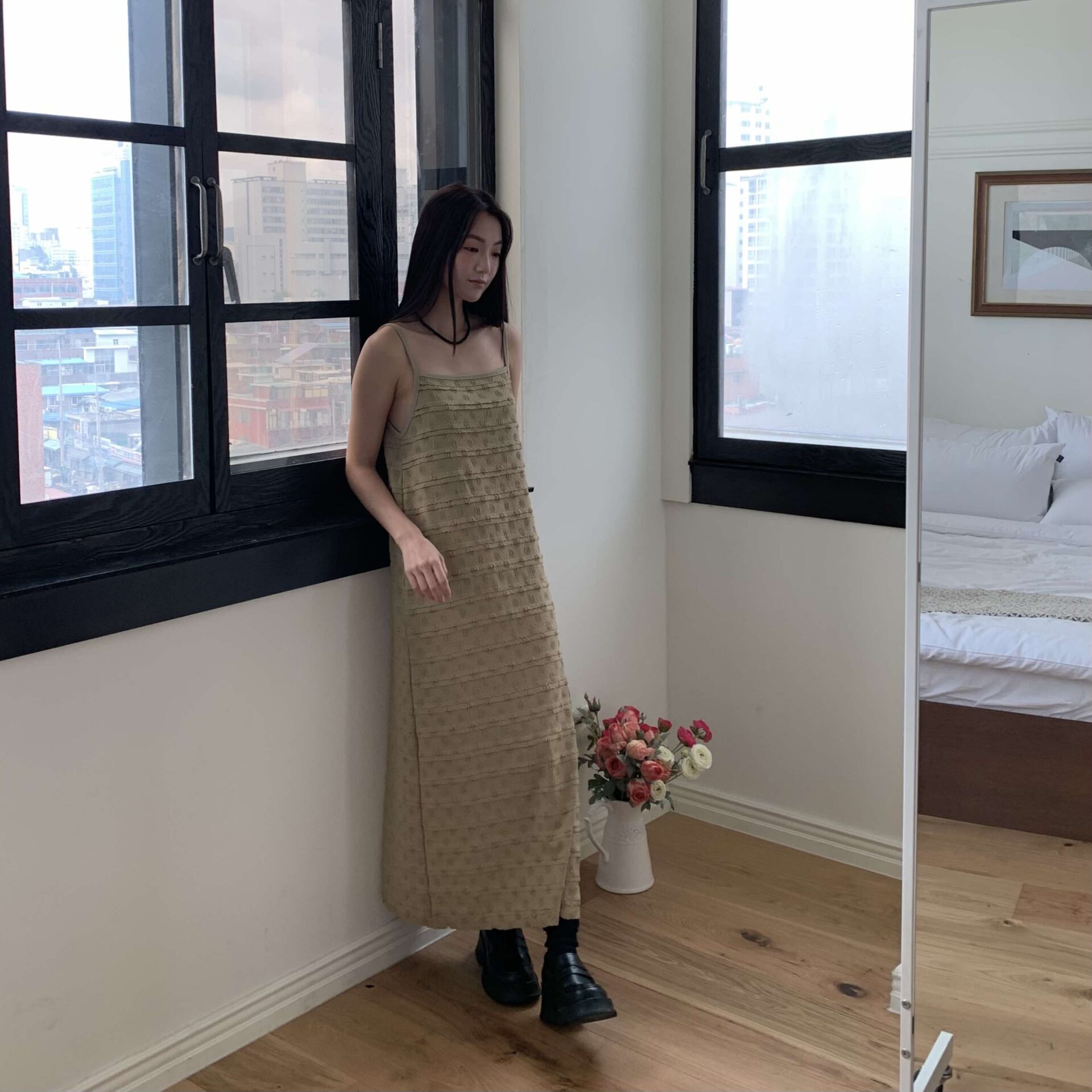 小姊姊層次洋裝 (沙色)