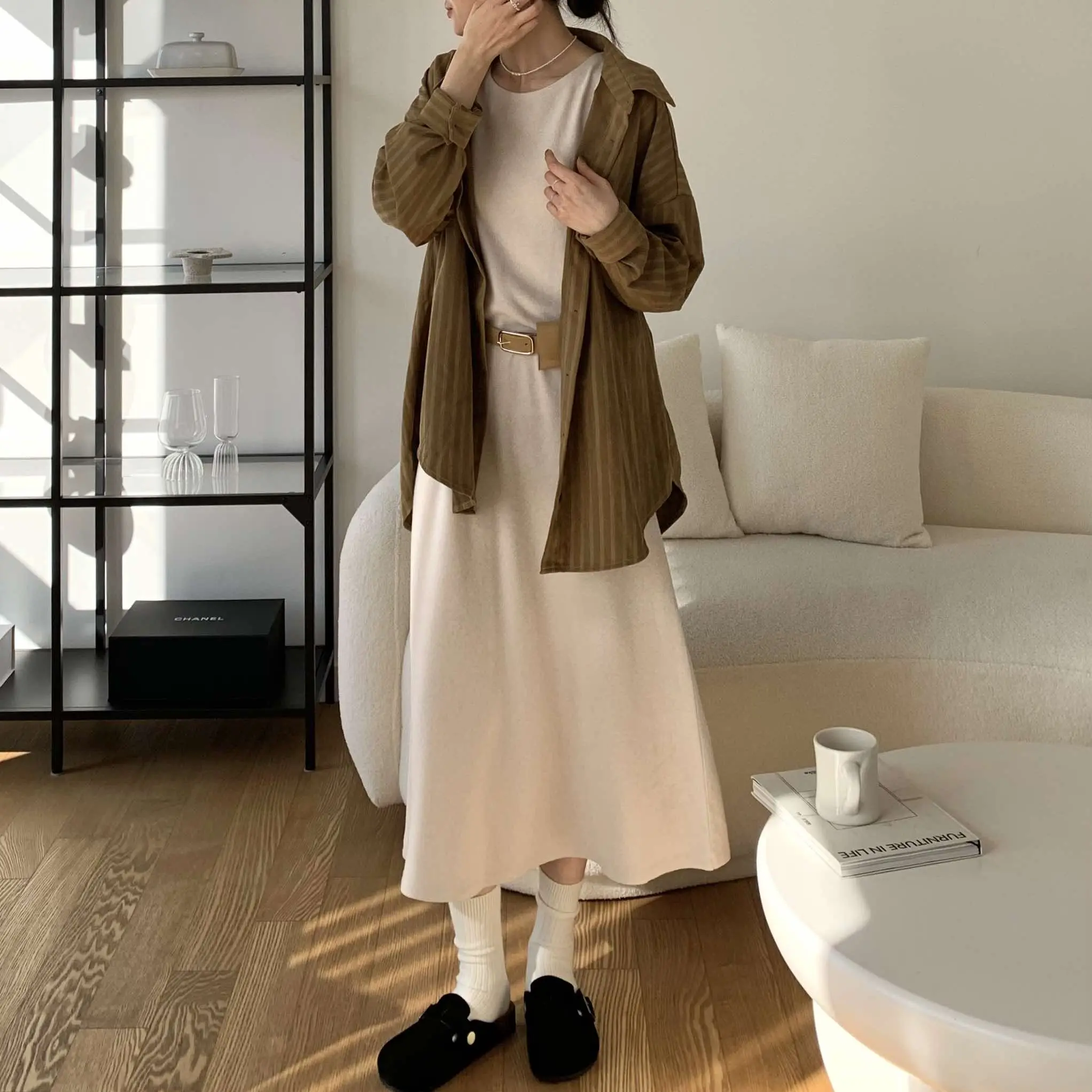 溫柔小姊姊摩毛洋裝 (米)