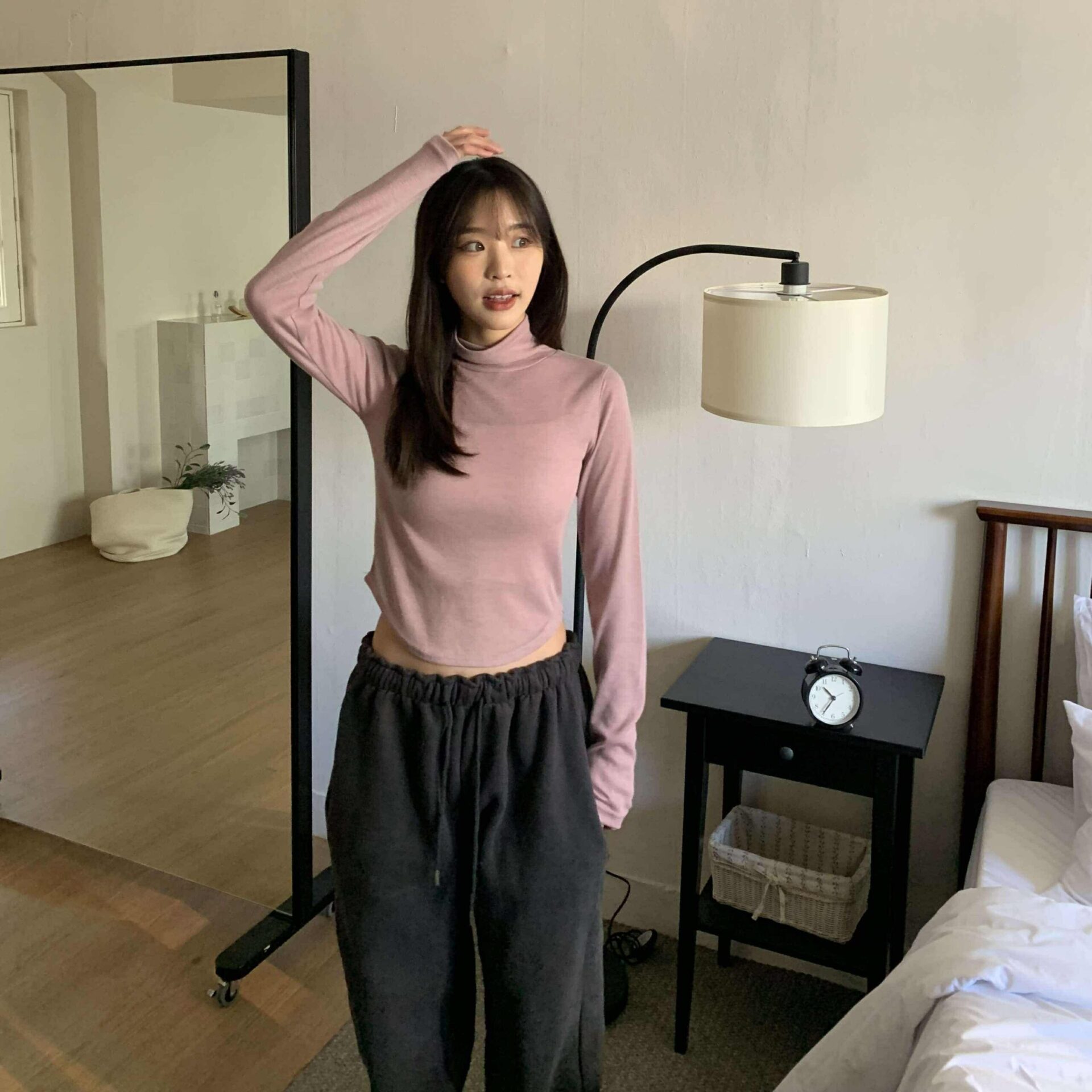 完美曲線下擺弧形上衣 (粉)