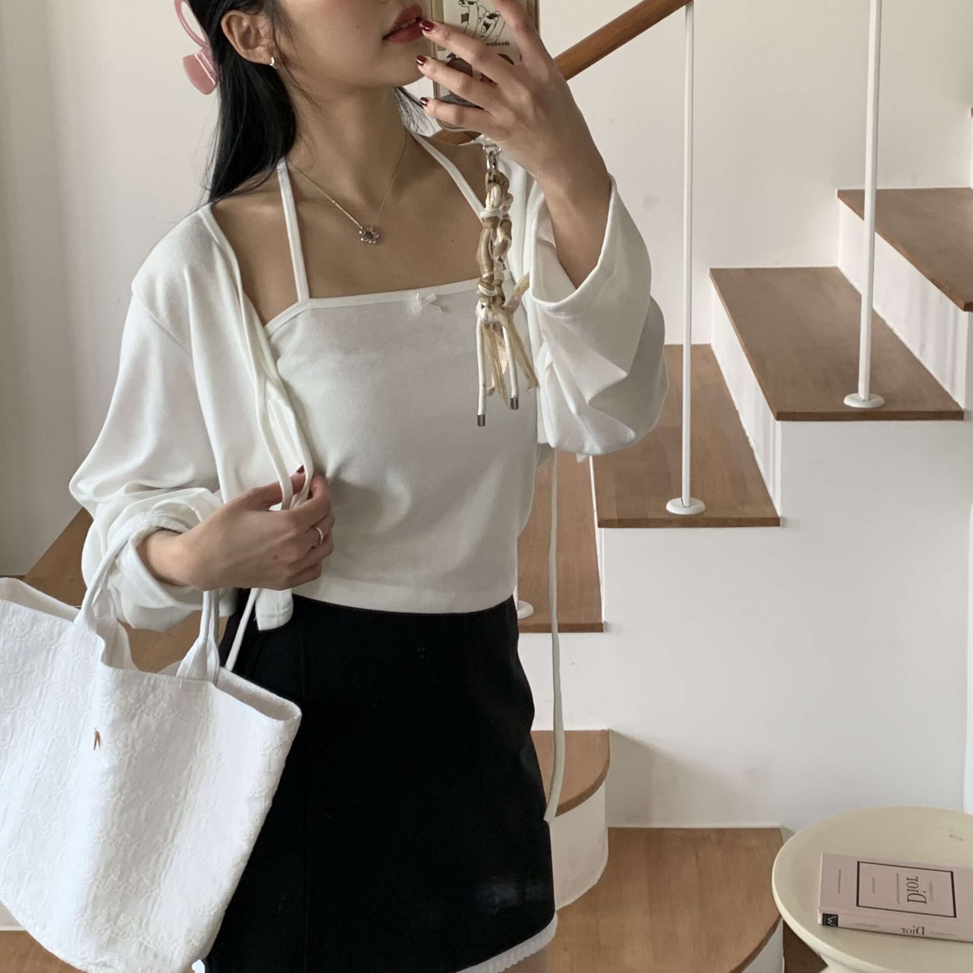 小性感蝴蝶結繞頸綁帶Set (白)
