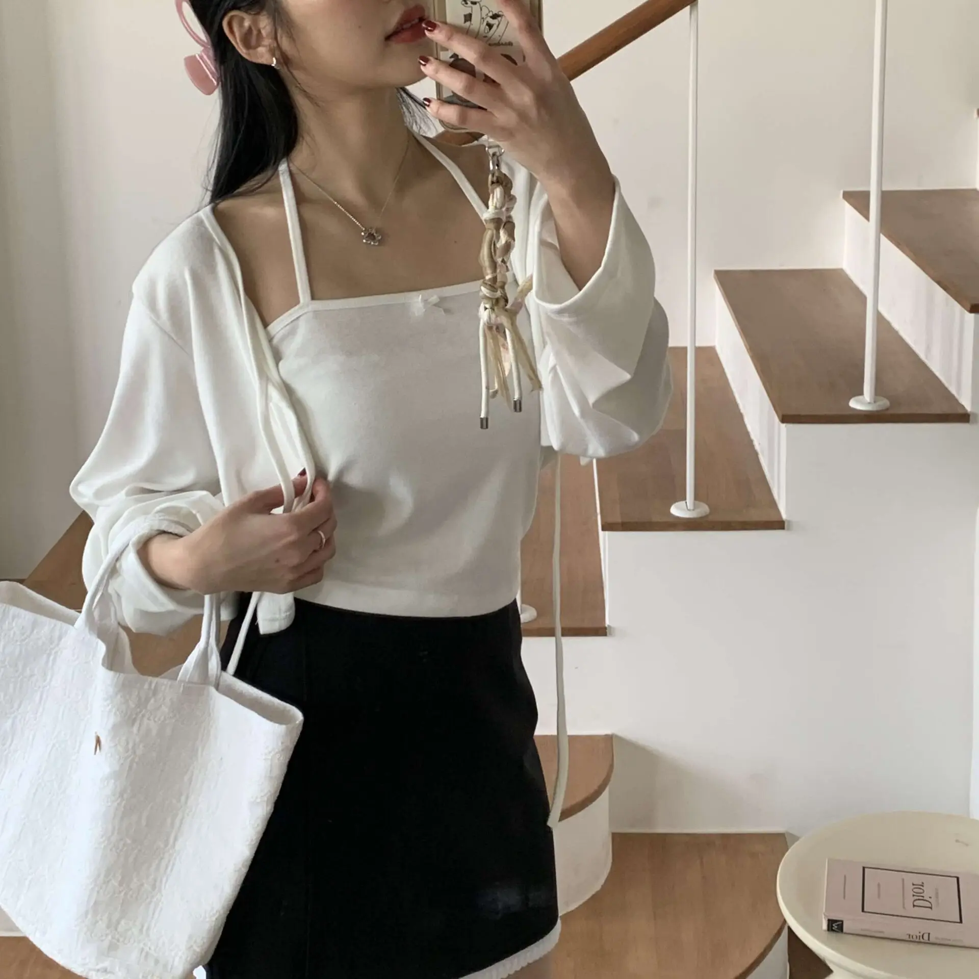 小性感蝴蝶結繞頸綁帶Set (白)
