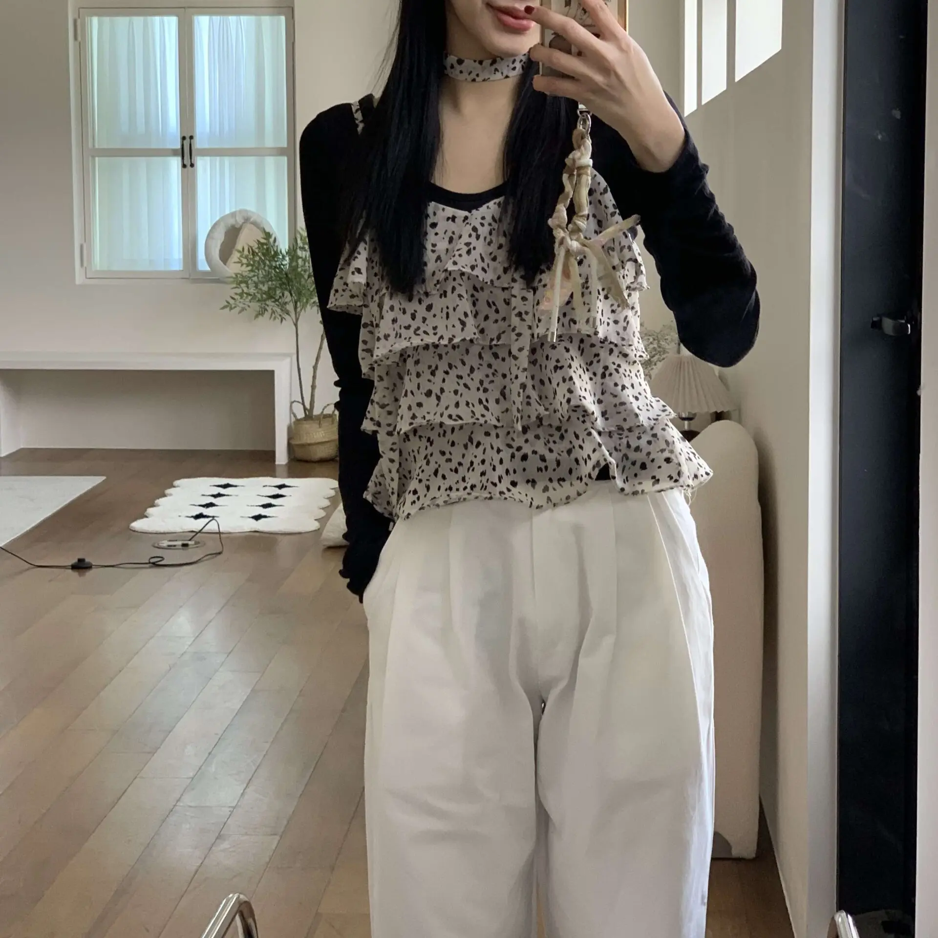 天堂島look!時髦飄逸背心 (白)