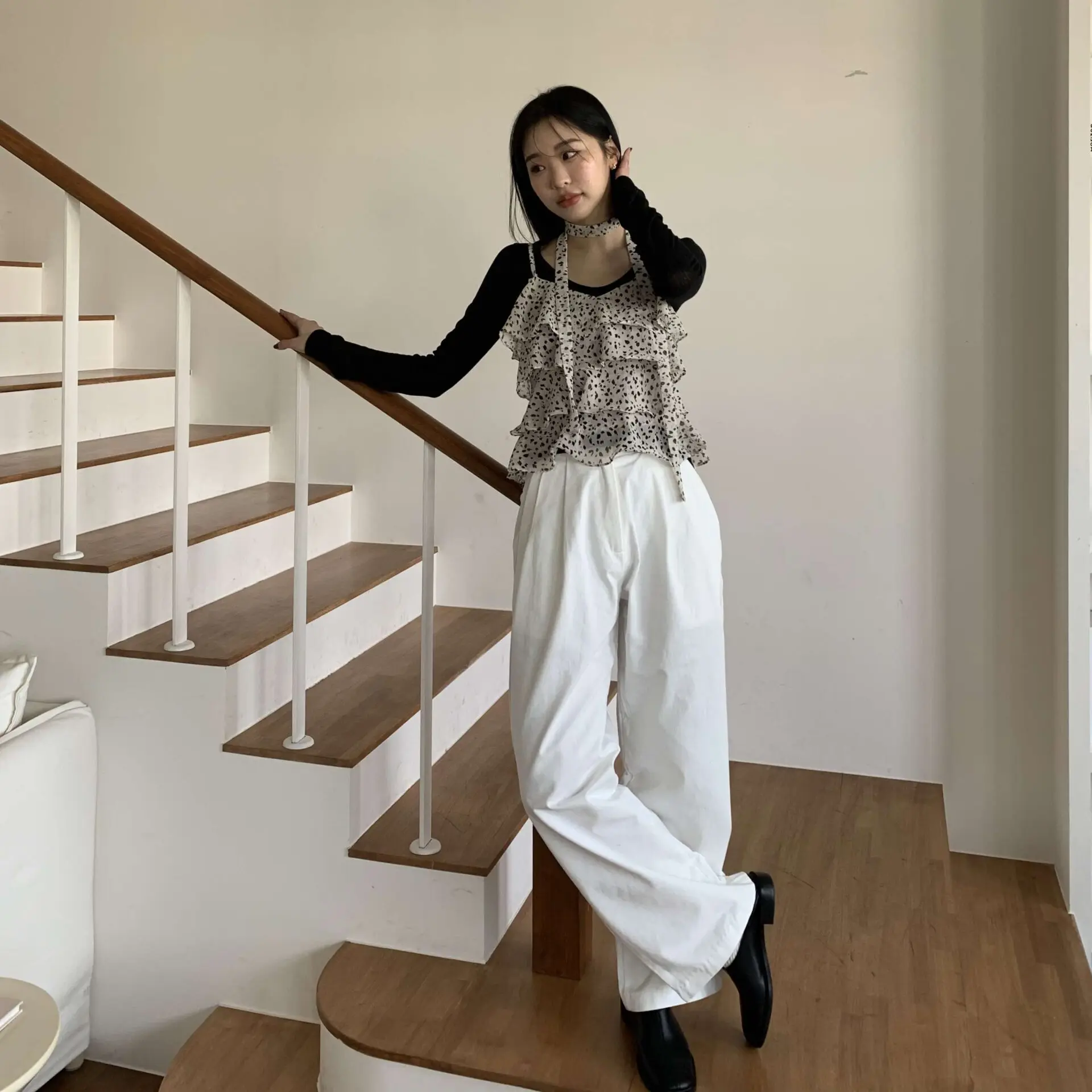 天堂島look!時髦飄逸背心 (白)