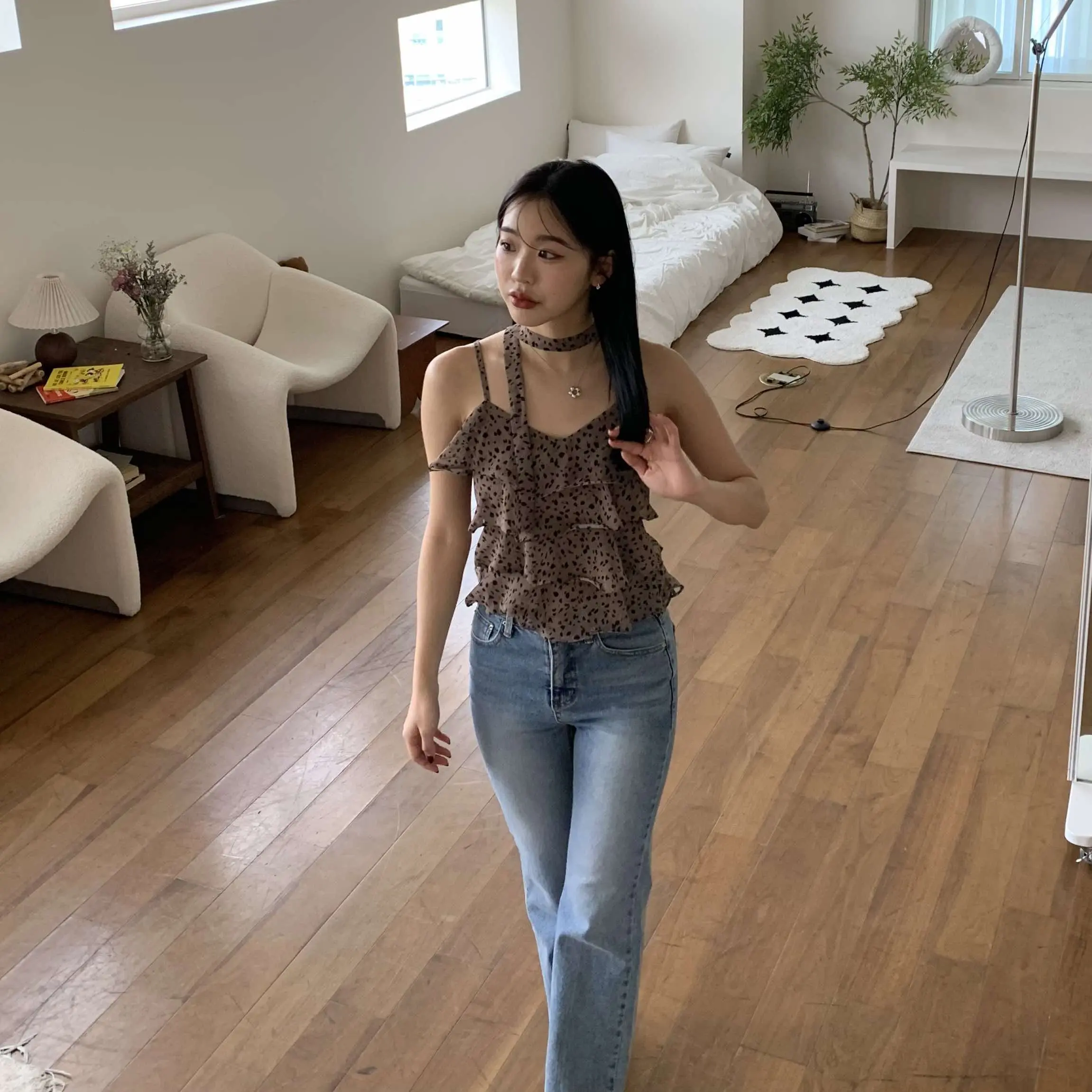 天堂島look!時髦飄逸背心 (摩卡)