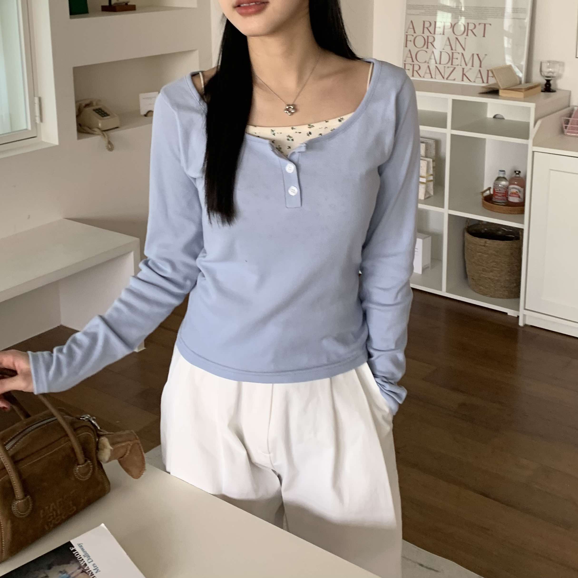 延南洞排釦上衣 (藍)