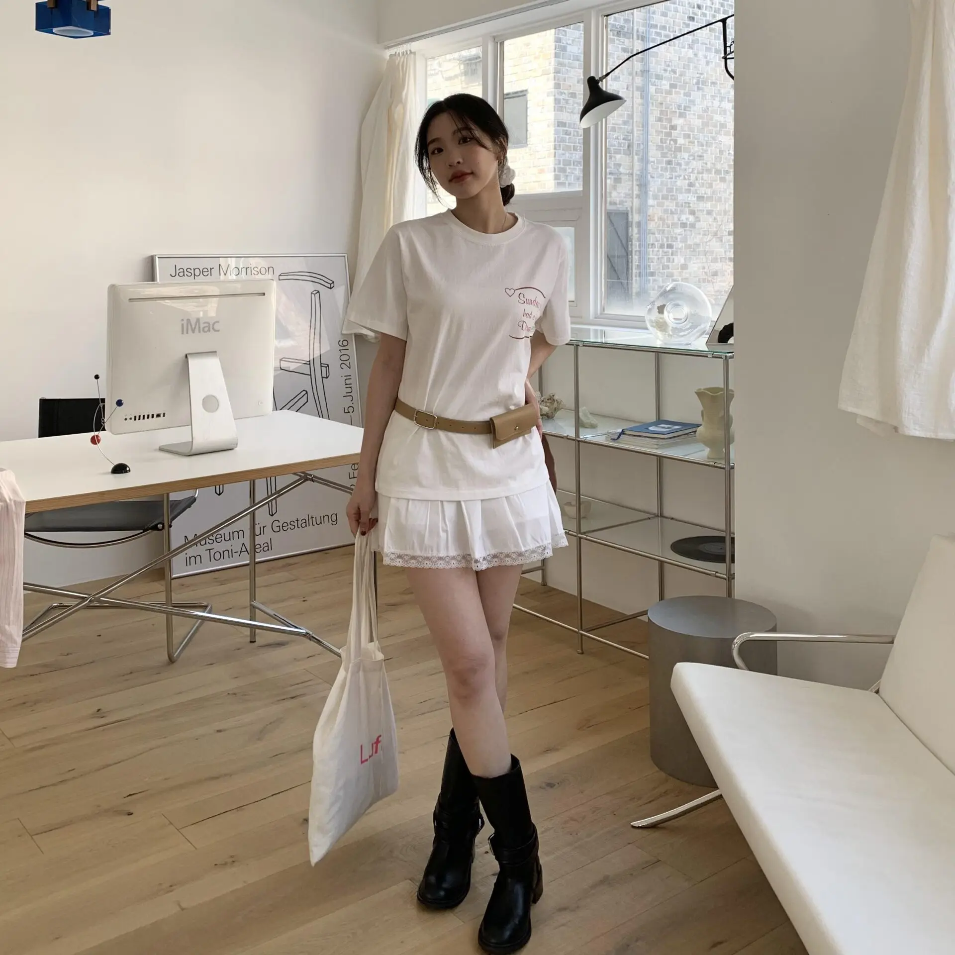 ballet質感蕾絲短裙 (白)