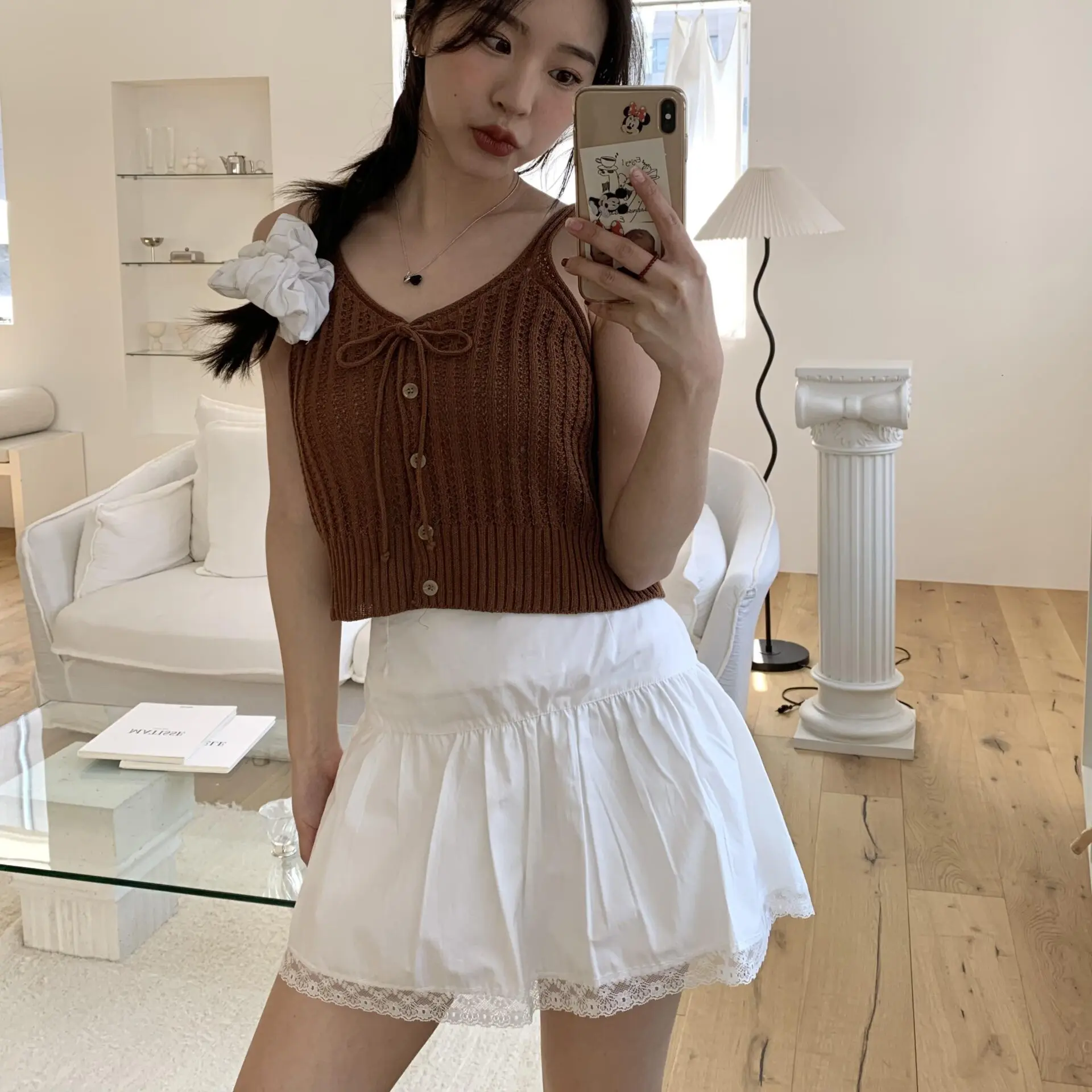 ballet質感蕾絲短裙 (白)