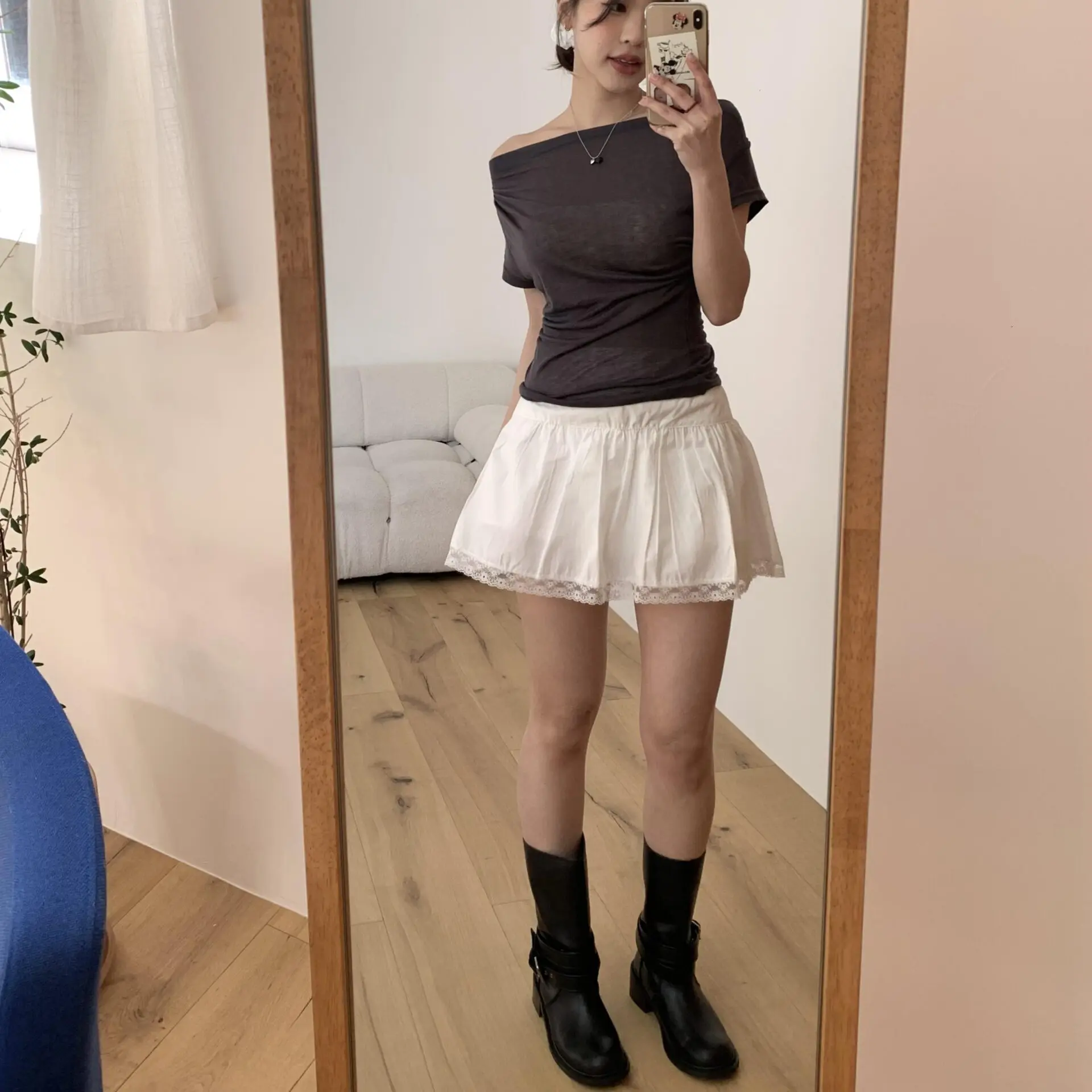 ballet質感蕾絲短裙 (白)