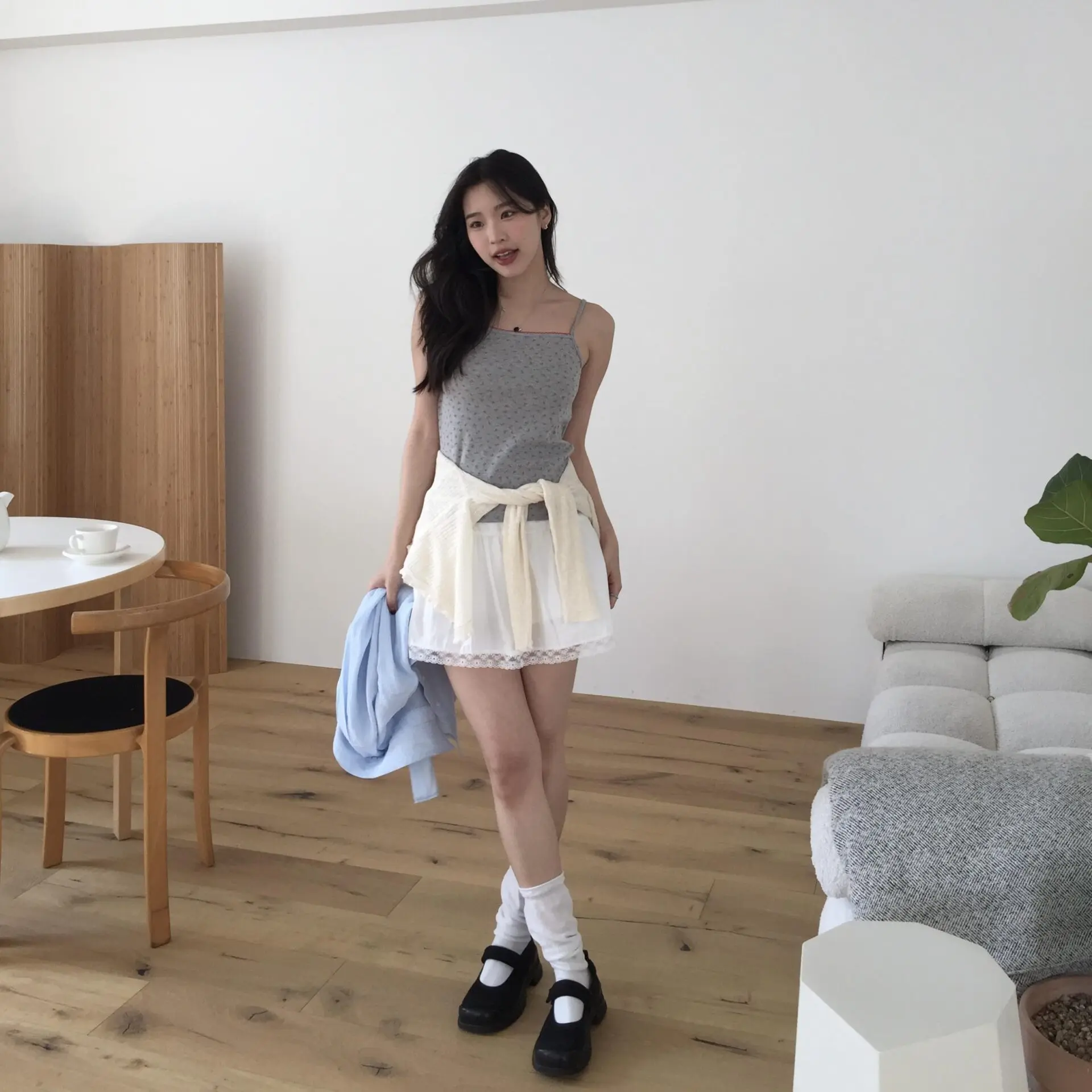 ballet質感蕾絲短裙 (白)