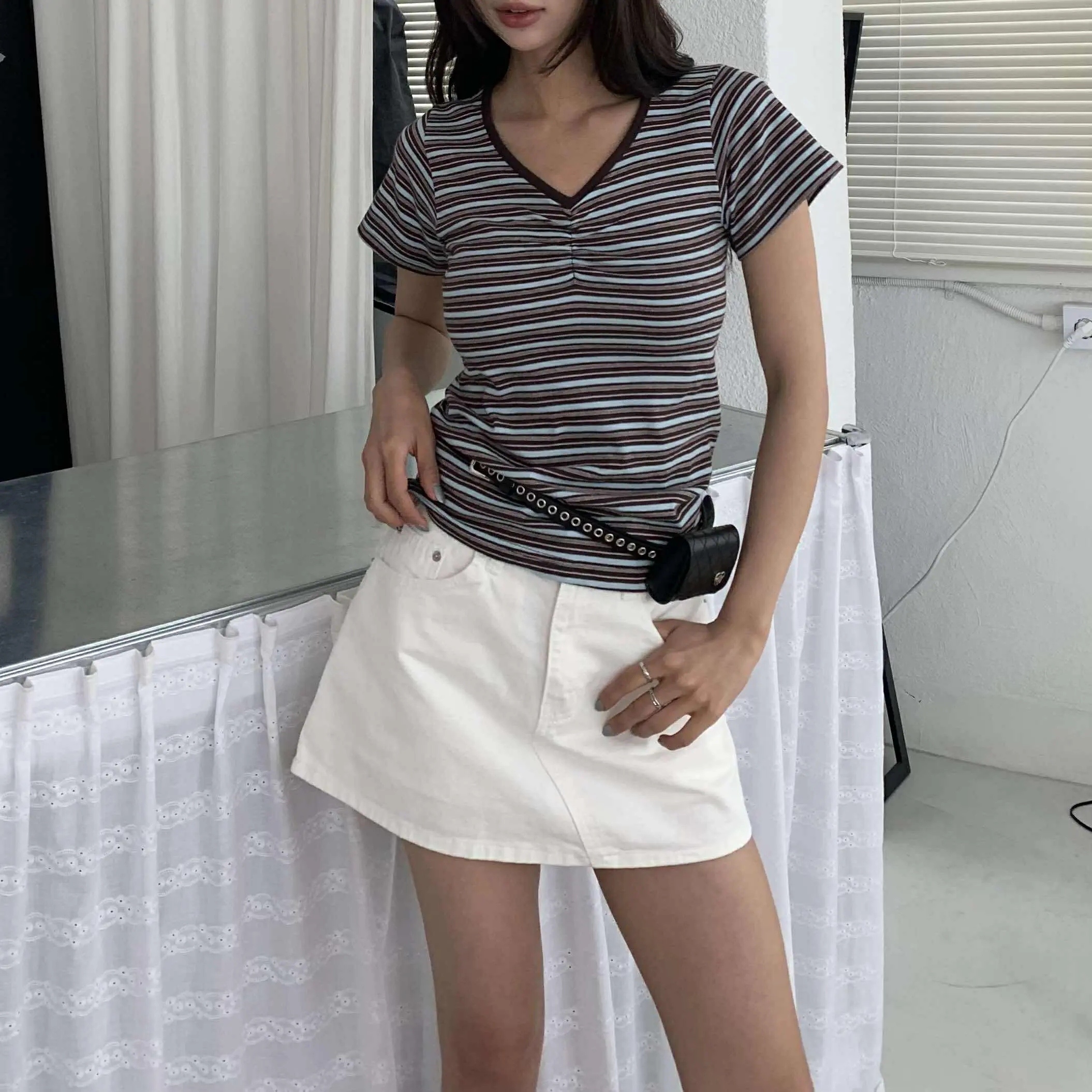 質感顯瘦白短裙