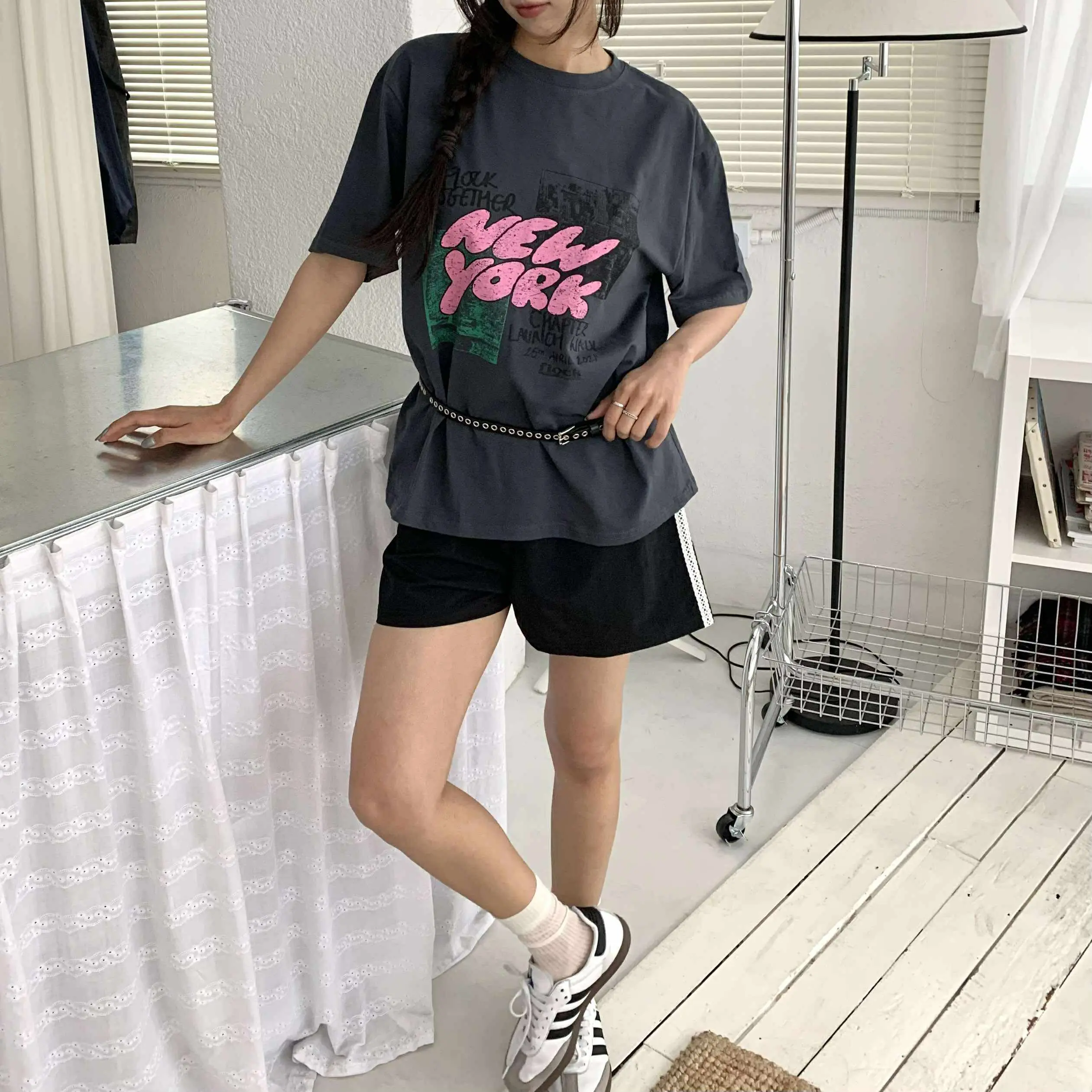 New York時髦塗鴉T (炭灰)