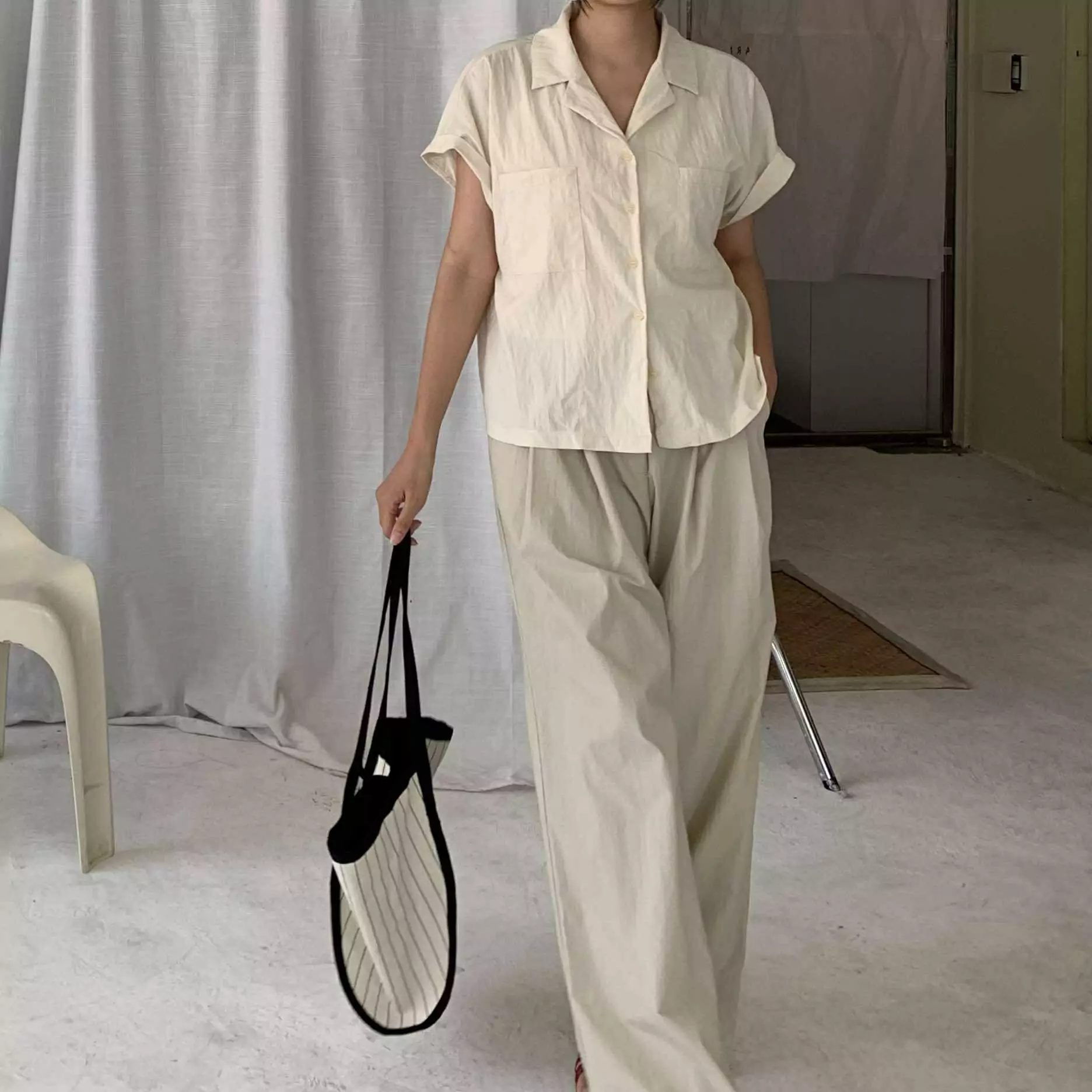 推薦！夏日質感涼爽襯衫 (米)