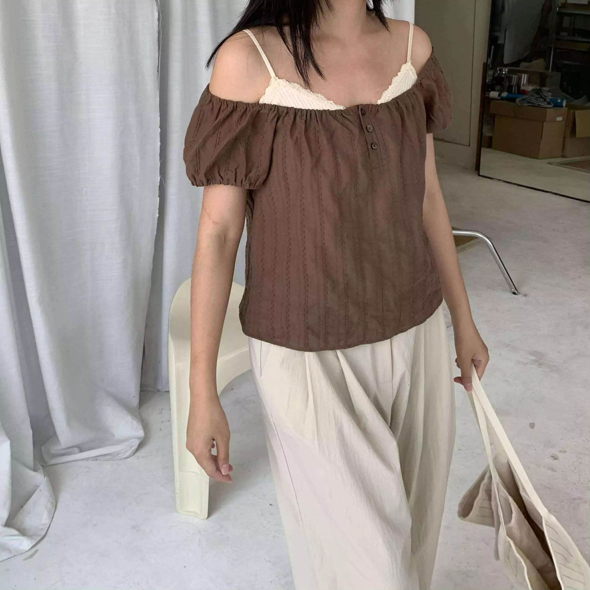 Lily 2way上衣 (咖)