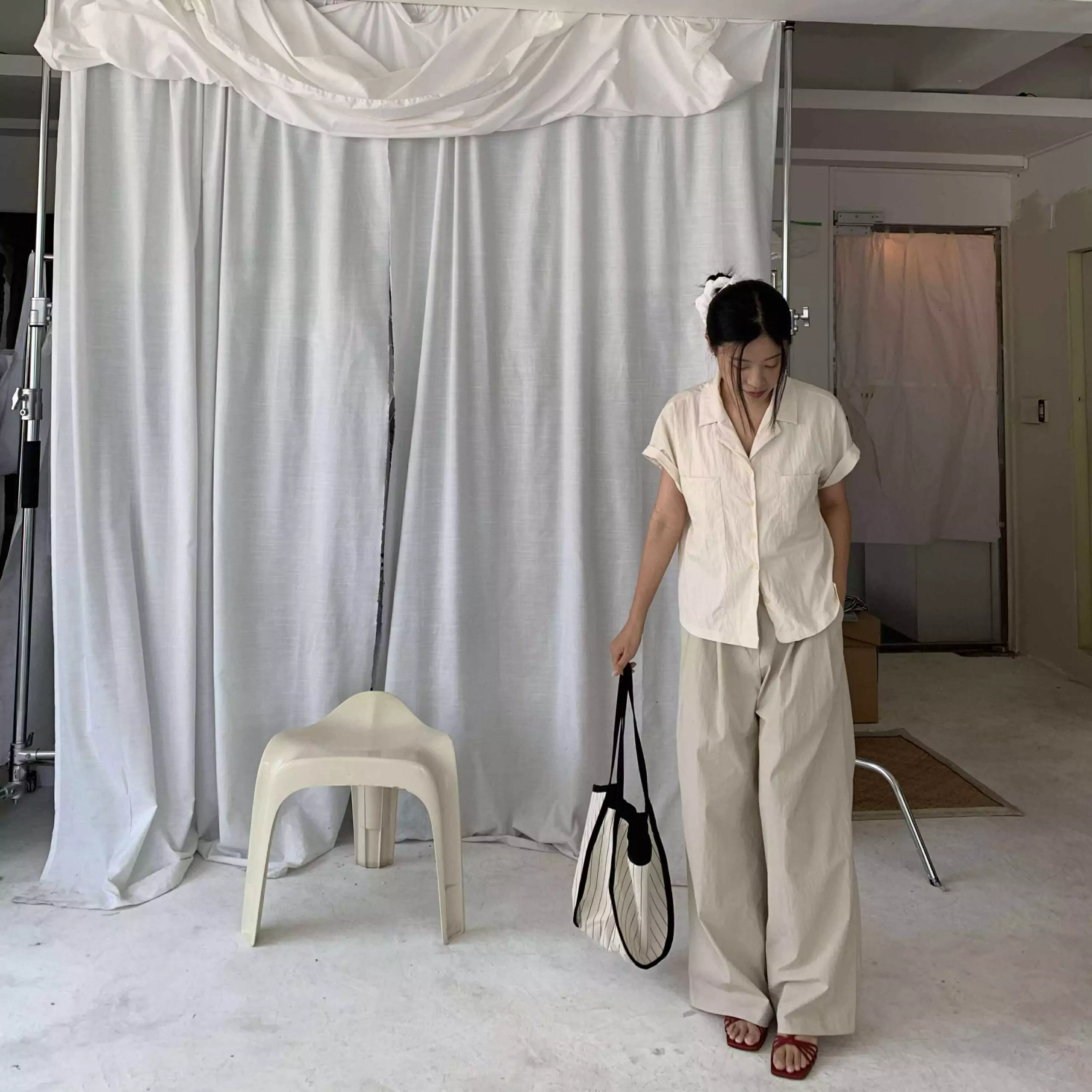 夏季刷刷打褶西褲 (杏)