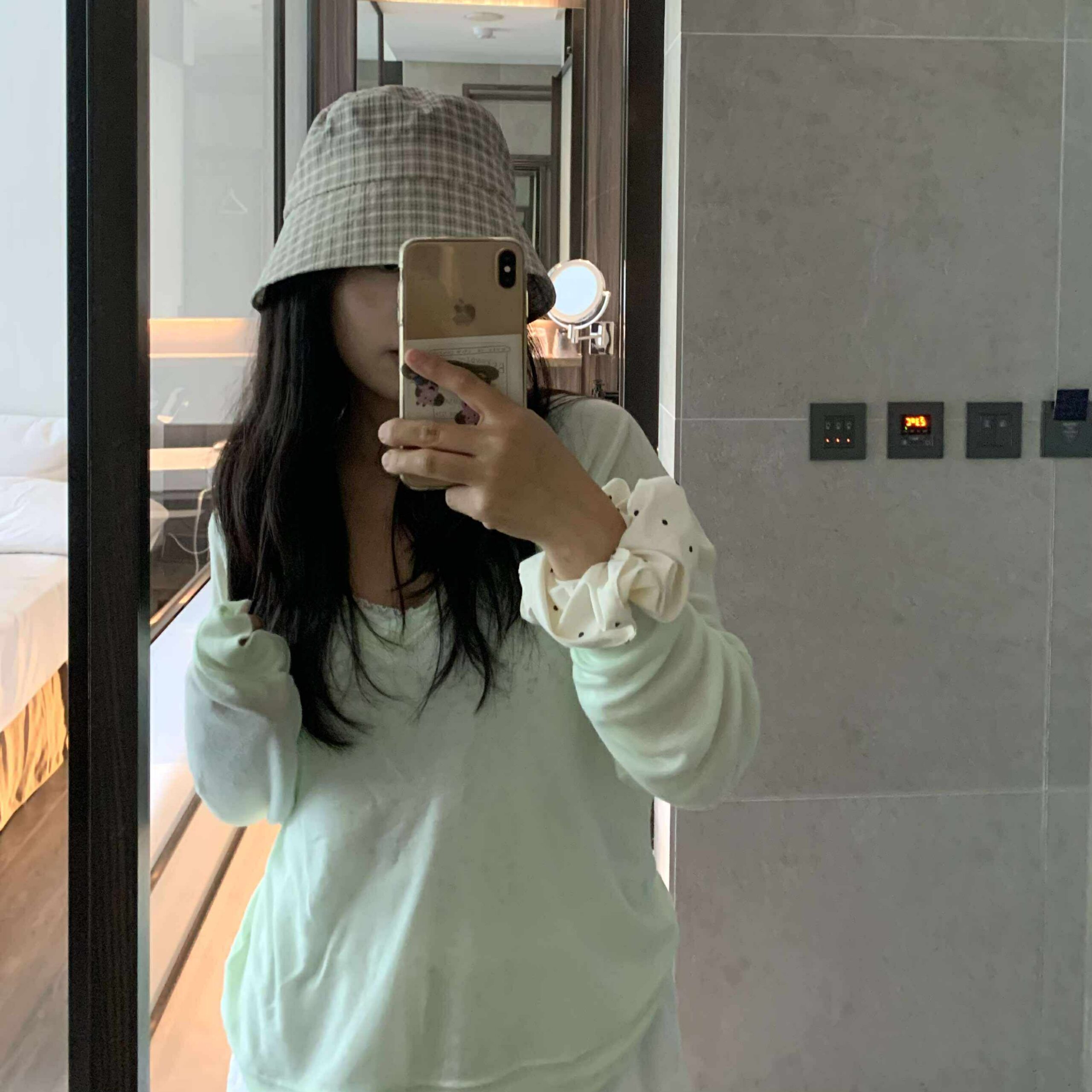 夏季旅行格紋遮陽帽 (2色)