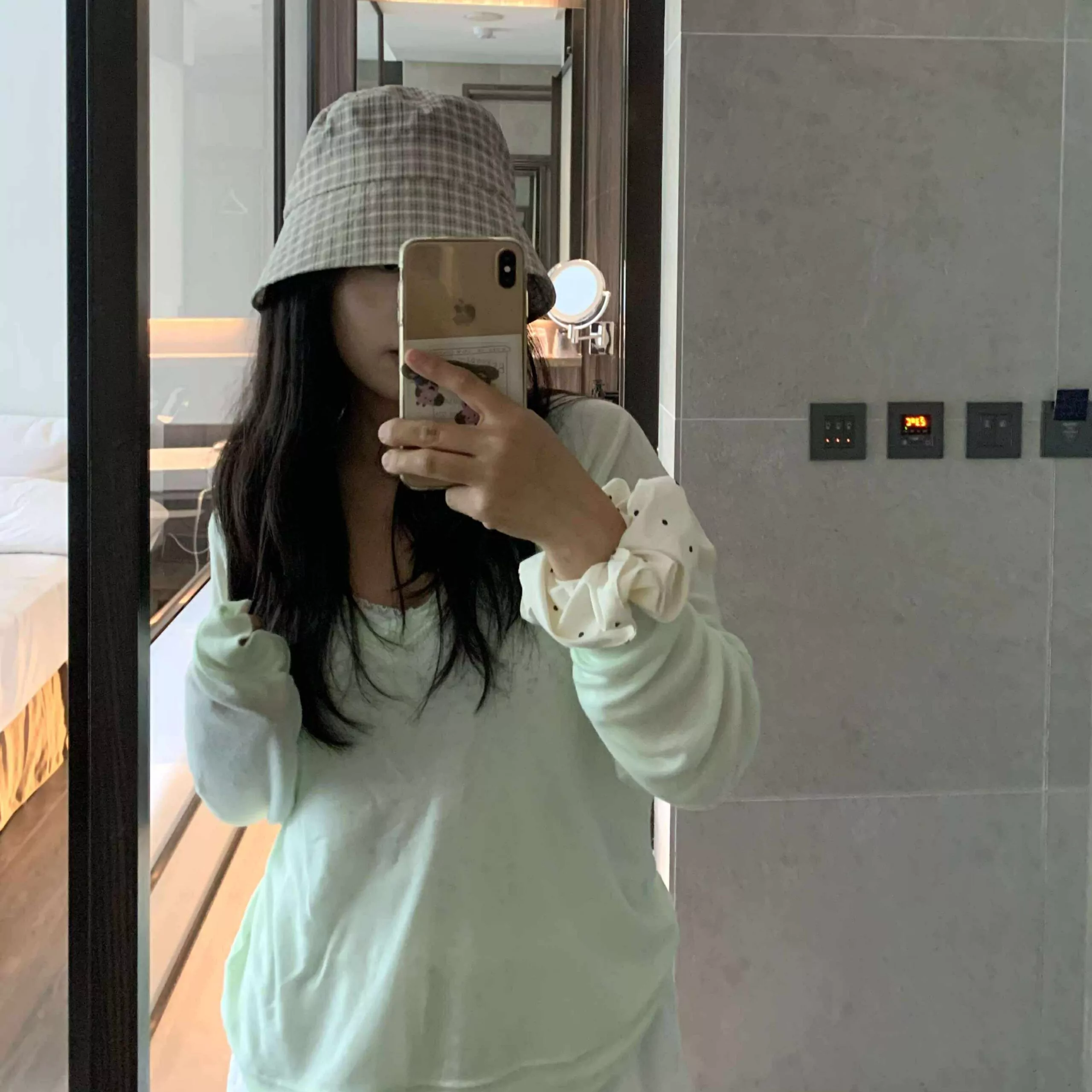 夏季旅行格紋遮陽帽 (2色)