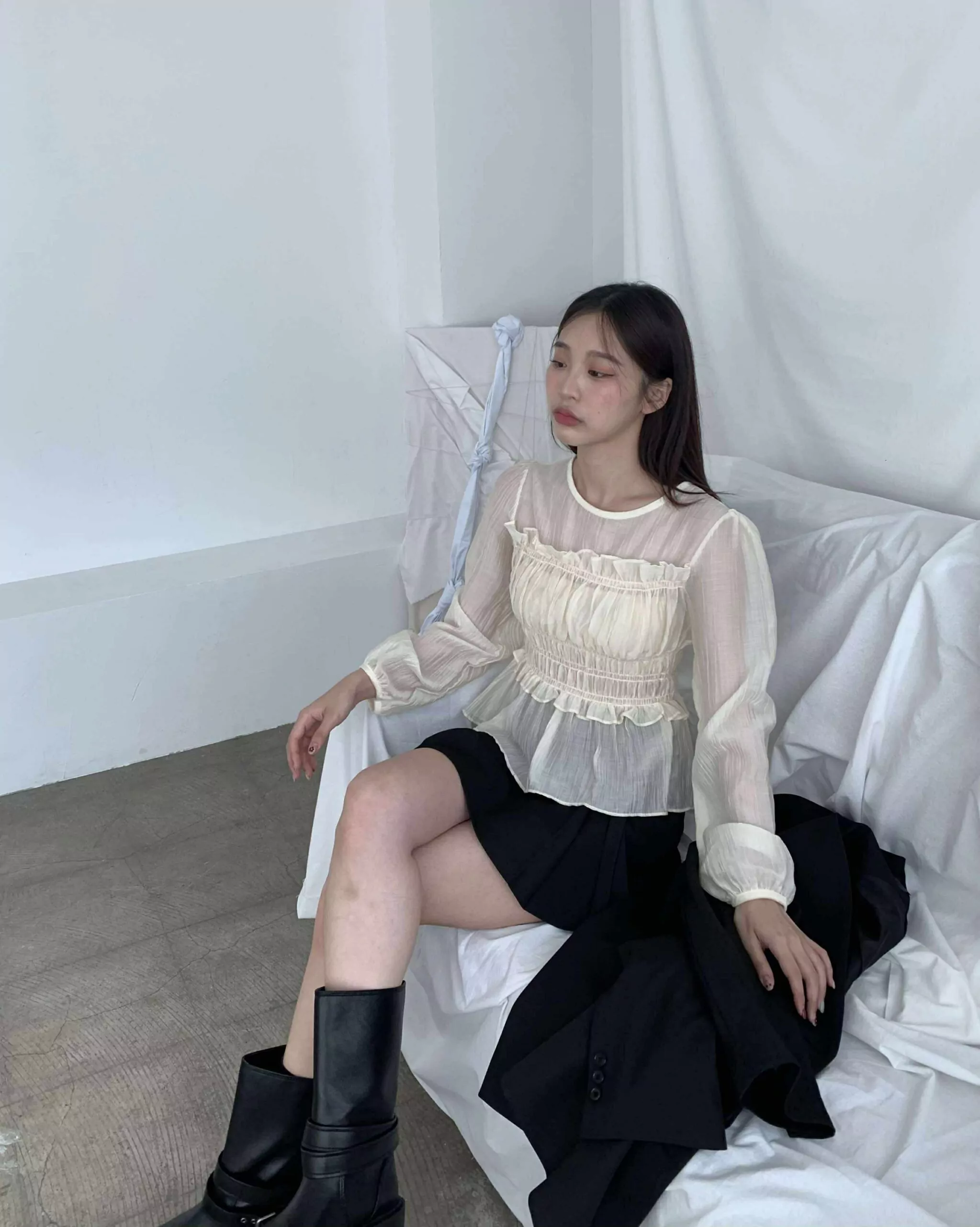 仙女光澤造型上衣 (米)