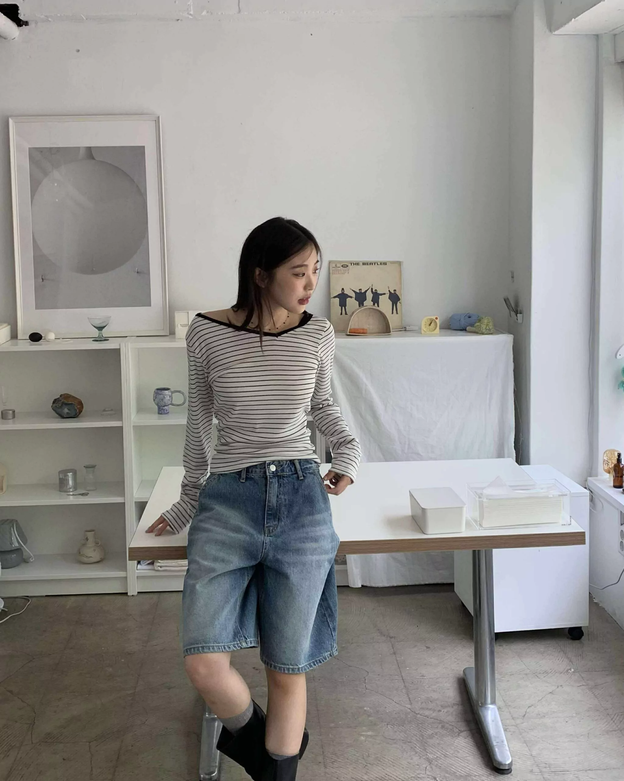 時髦個性五分牛仔褲