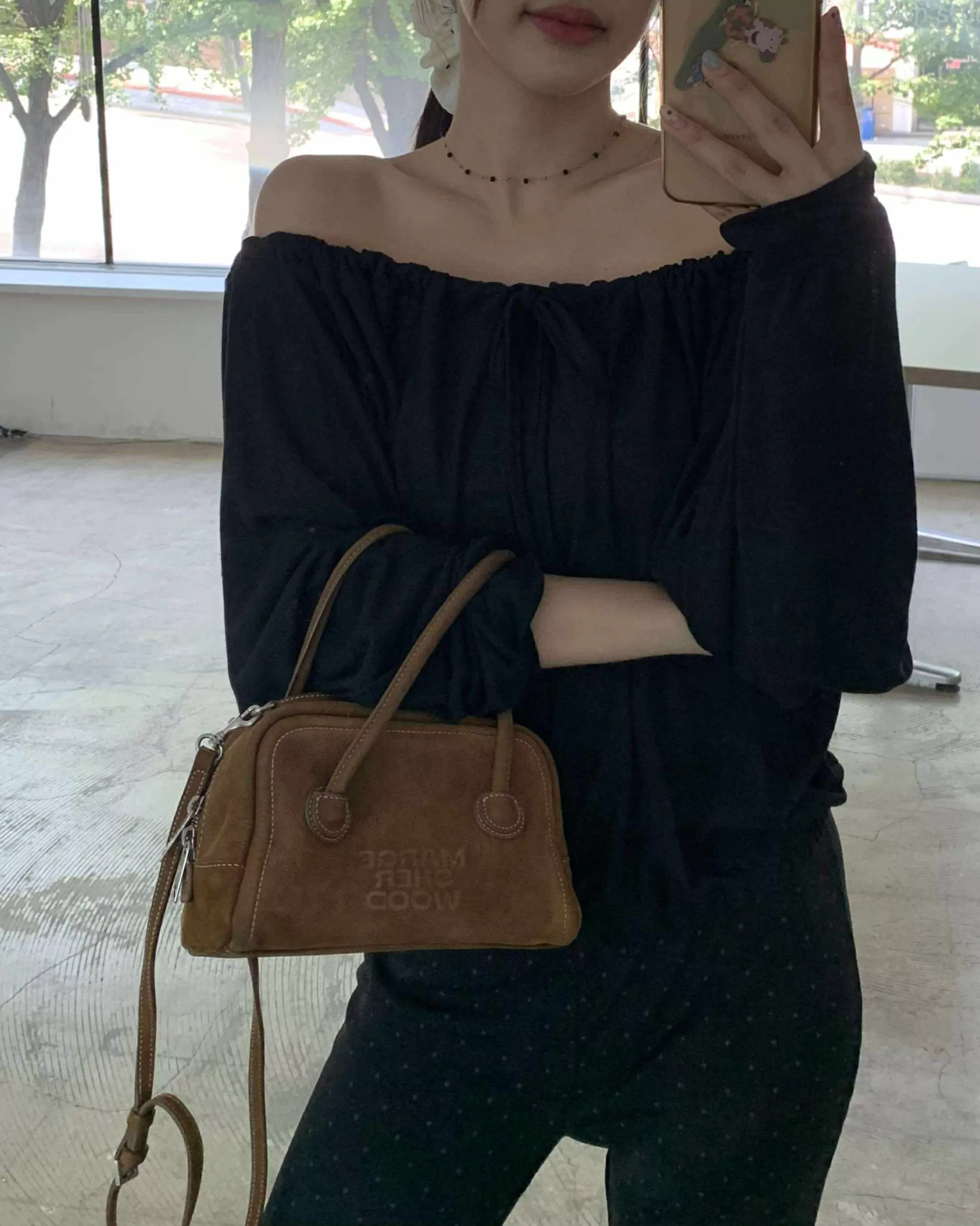 漢南洞設計感綁帶上衣 (黑)