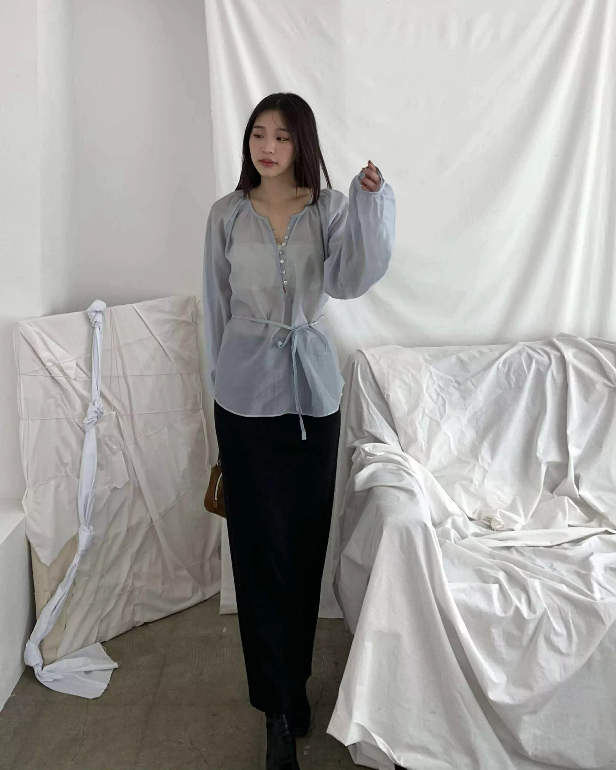 小姊姊排扣平口針織裙set (黑)