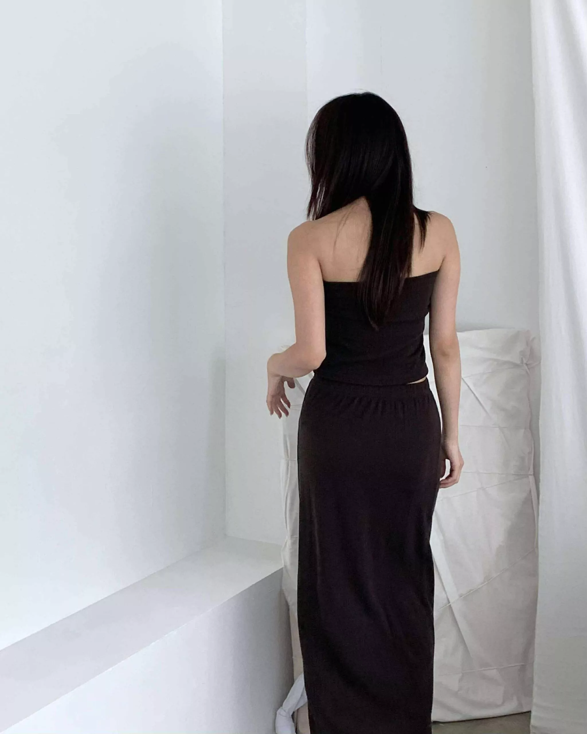 小姊姊排扣平口針織裙set (咖)