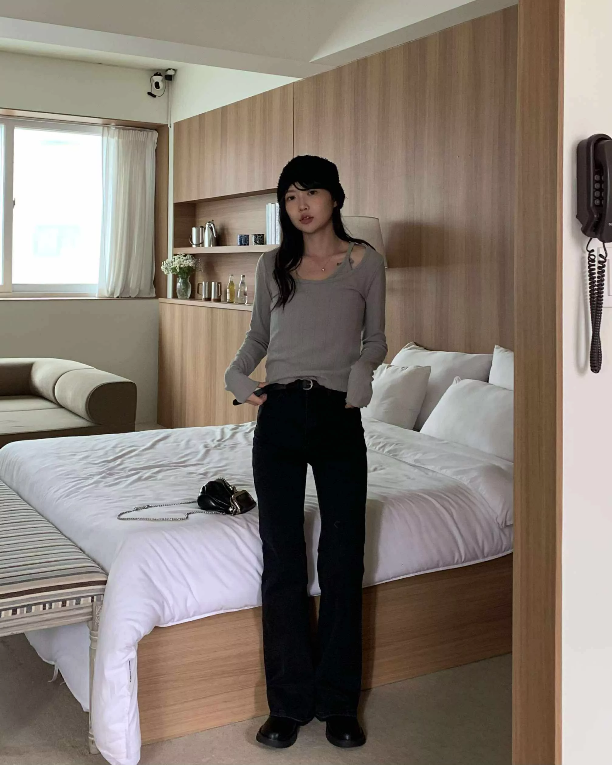 小性感坑條疊穿針織上衣 (綠)