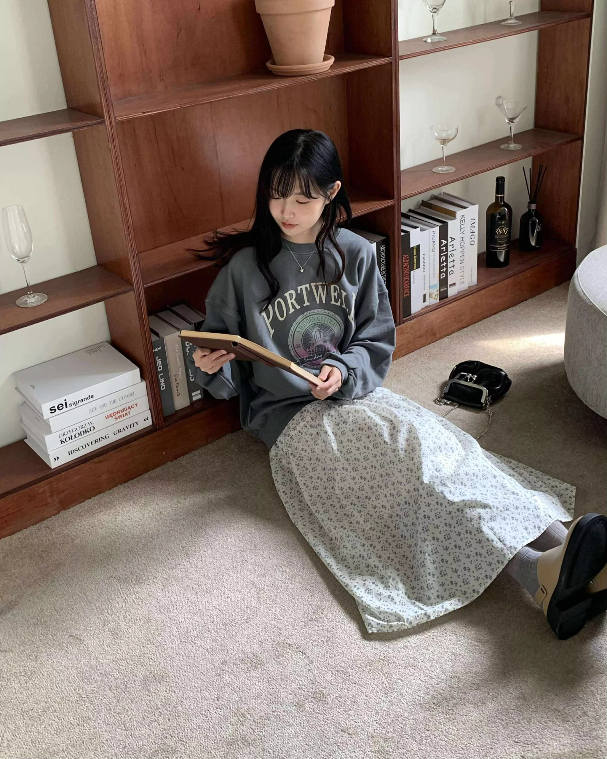 小姊姊浪漫花朵長裙 (白)