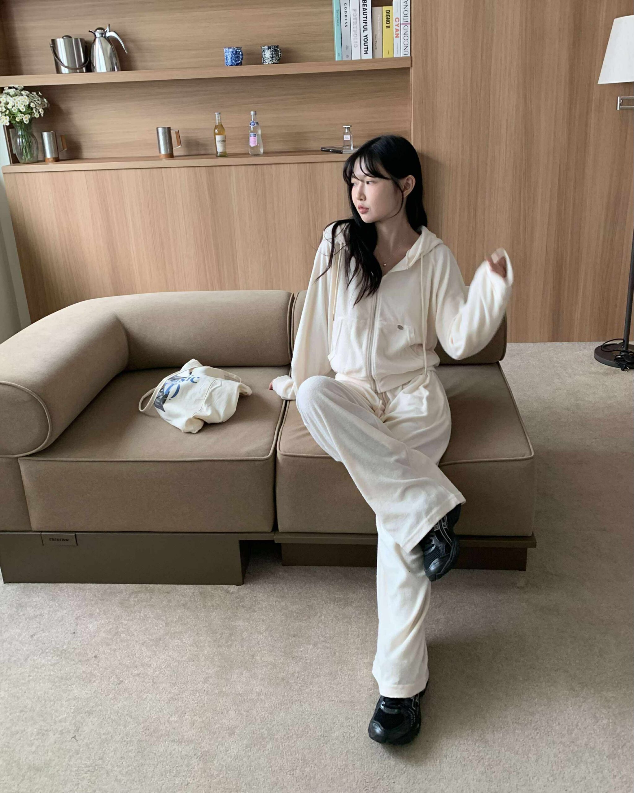 質感辣妹毛巾布運動套裝組 (可分開購買) (米白)