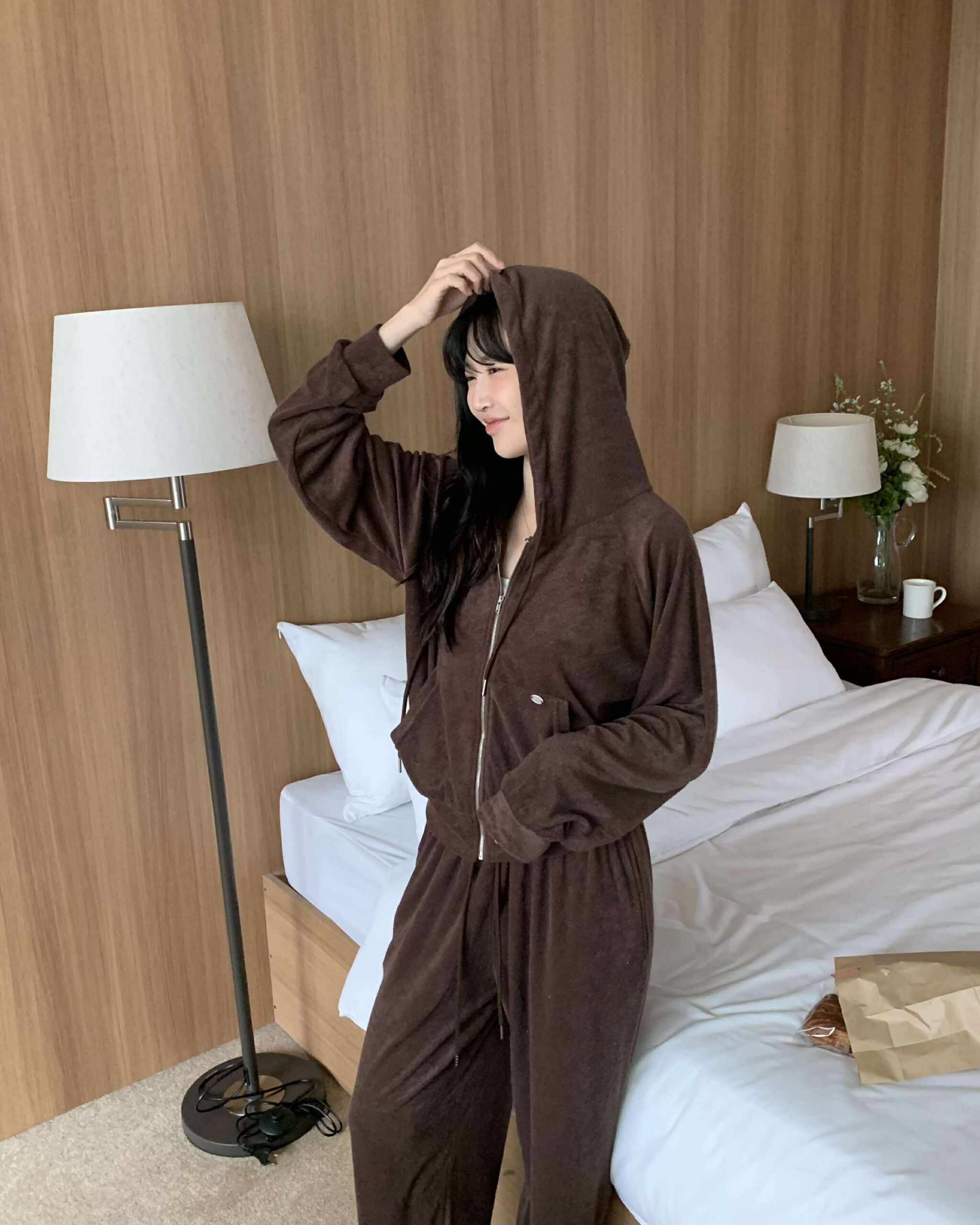 質感辣妹毛巾布運動套裝 (可分開購買) (咖)