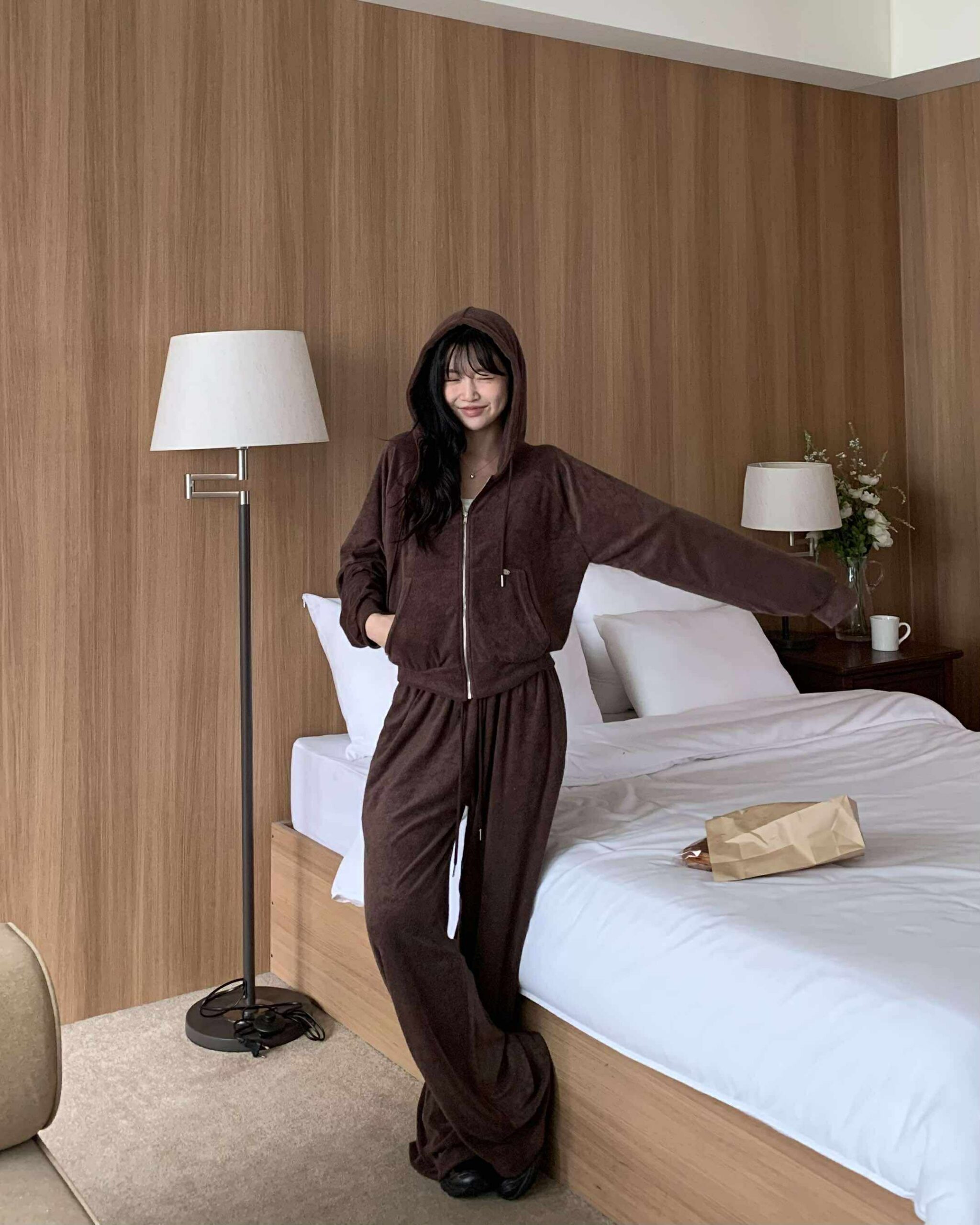 質感辣妹毛巾布運動套裝 (可分開購買) (咖)