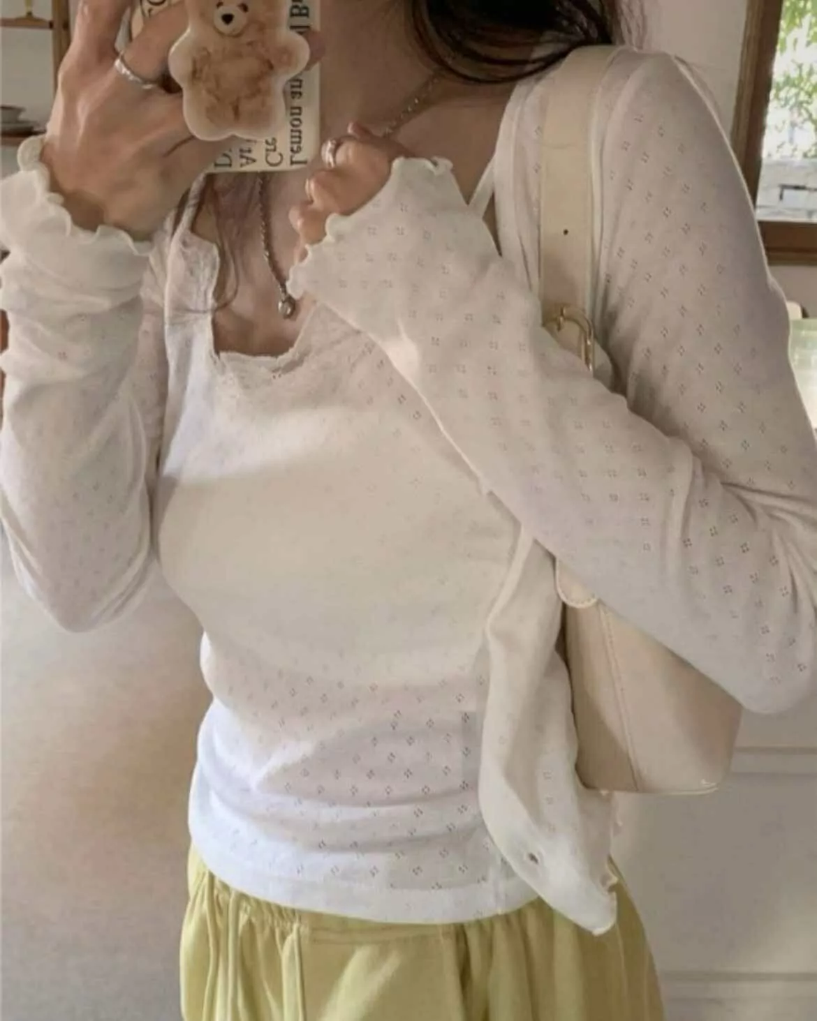 純欲感小簍空蕾絲Set (白)