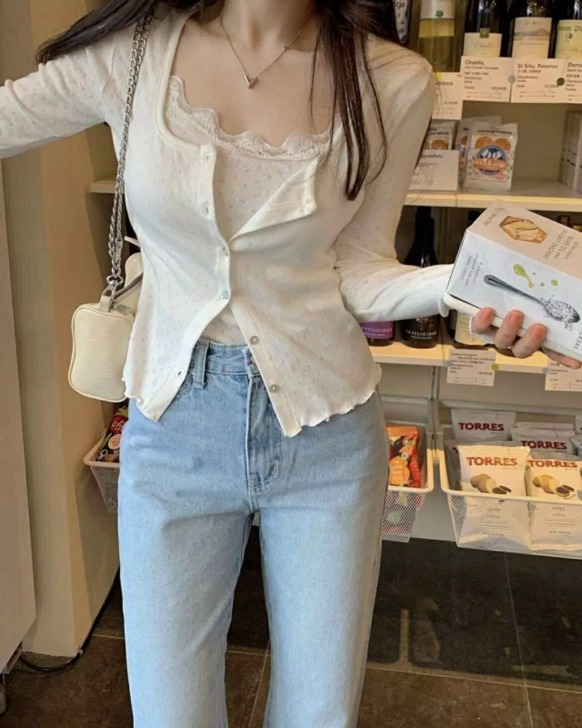 純欲感小簍空蕾絲Set (白)